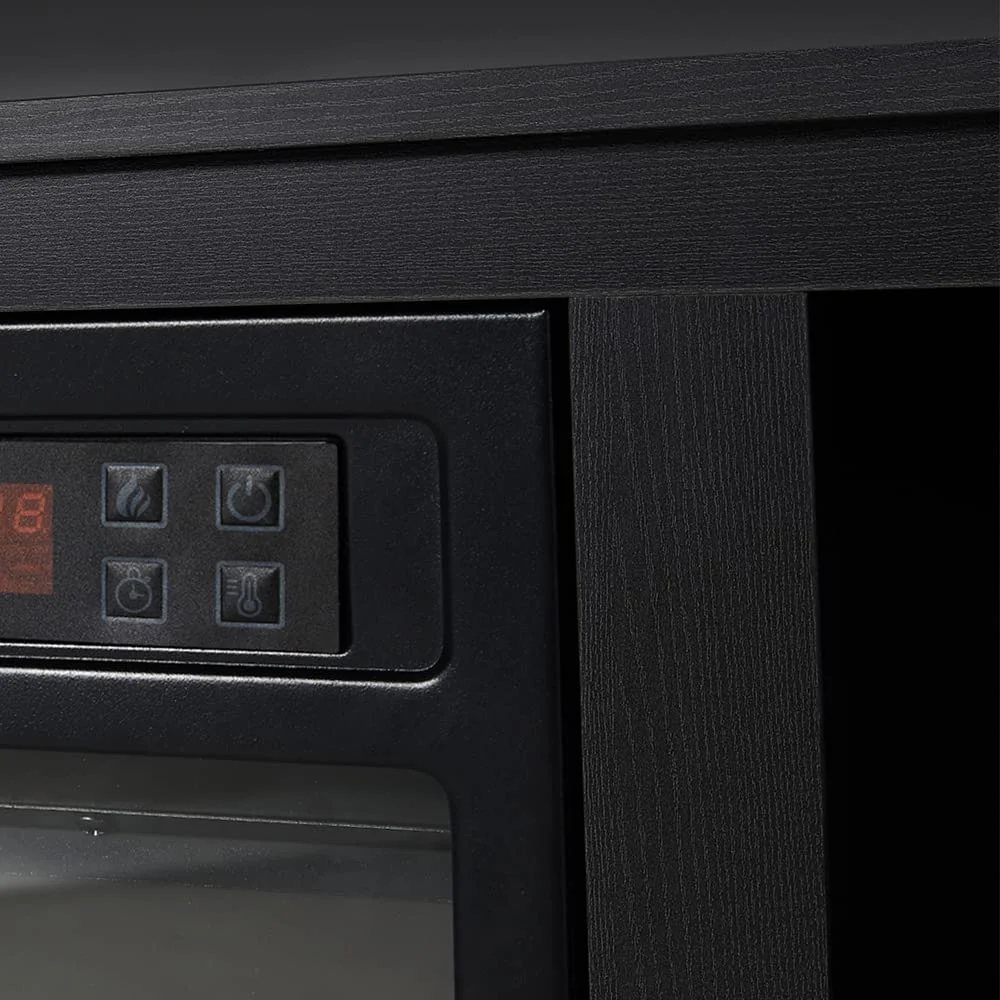 VANACC Fireplace TV Stand,Wood Texture Entertainment Center,Black