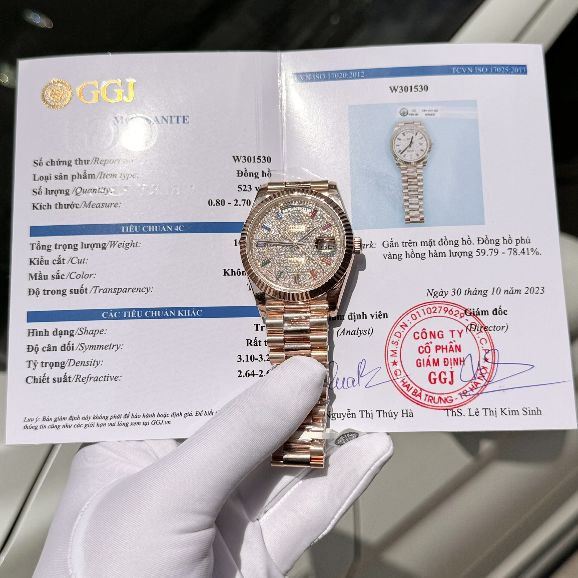 Rolex Day-Date Gold Wrapped Replica Watch With Moissanite Full DIal GM V2 40mm - Elite Watch Atelier
