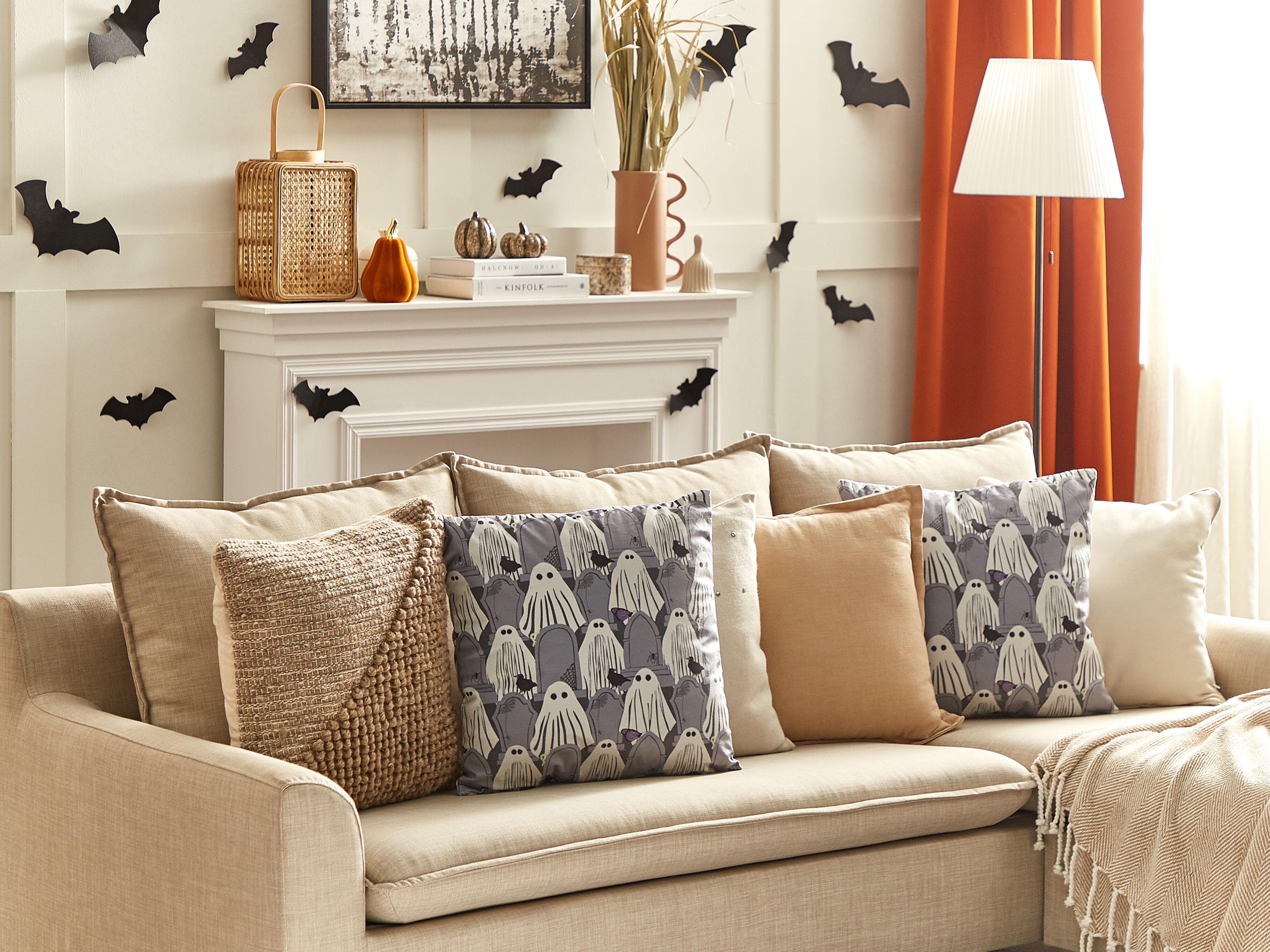 Throw Cushion FANATE Velvet 45 x 45 cm Grey Abstract Pattern