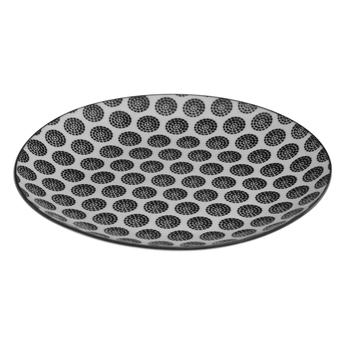 Set of 6 "Bohemia" dessert plates D.18.9 cm, Black & White