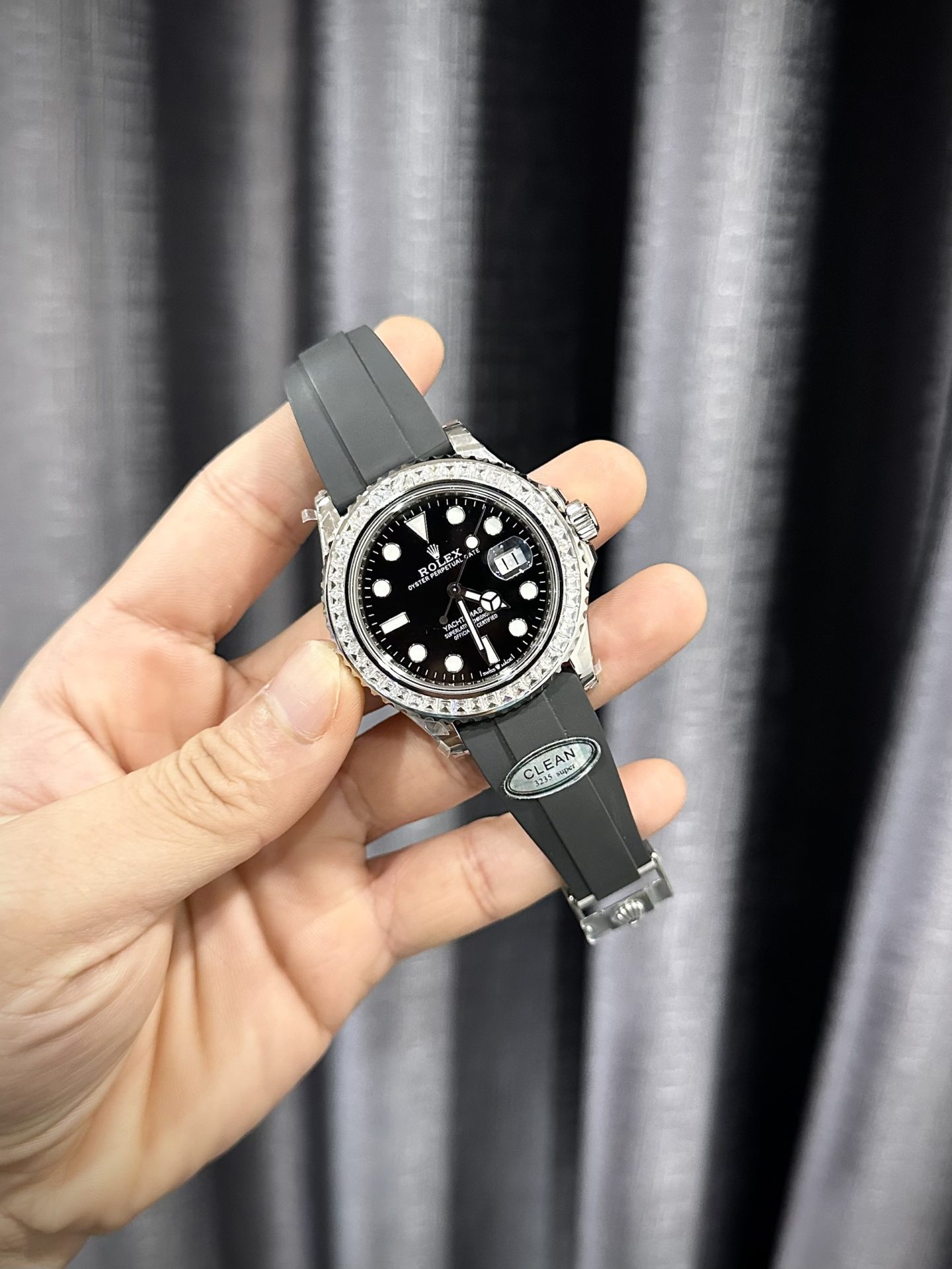 Rolex Replica Watch Yacht-Master Custom Moissanite Diamonds Clean Factory 40mm - Top club