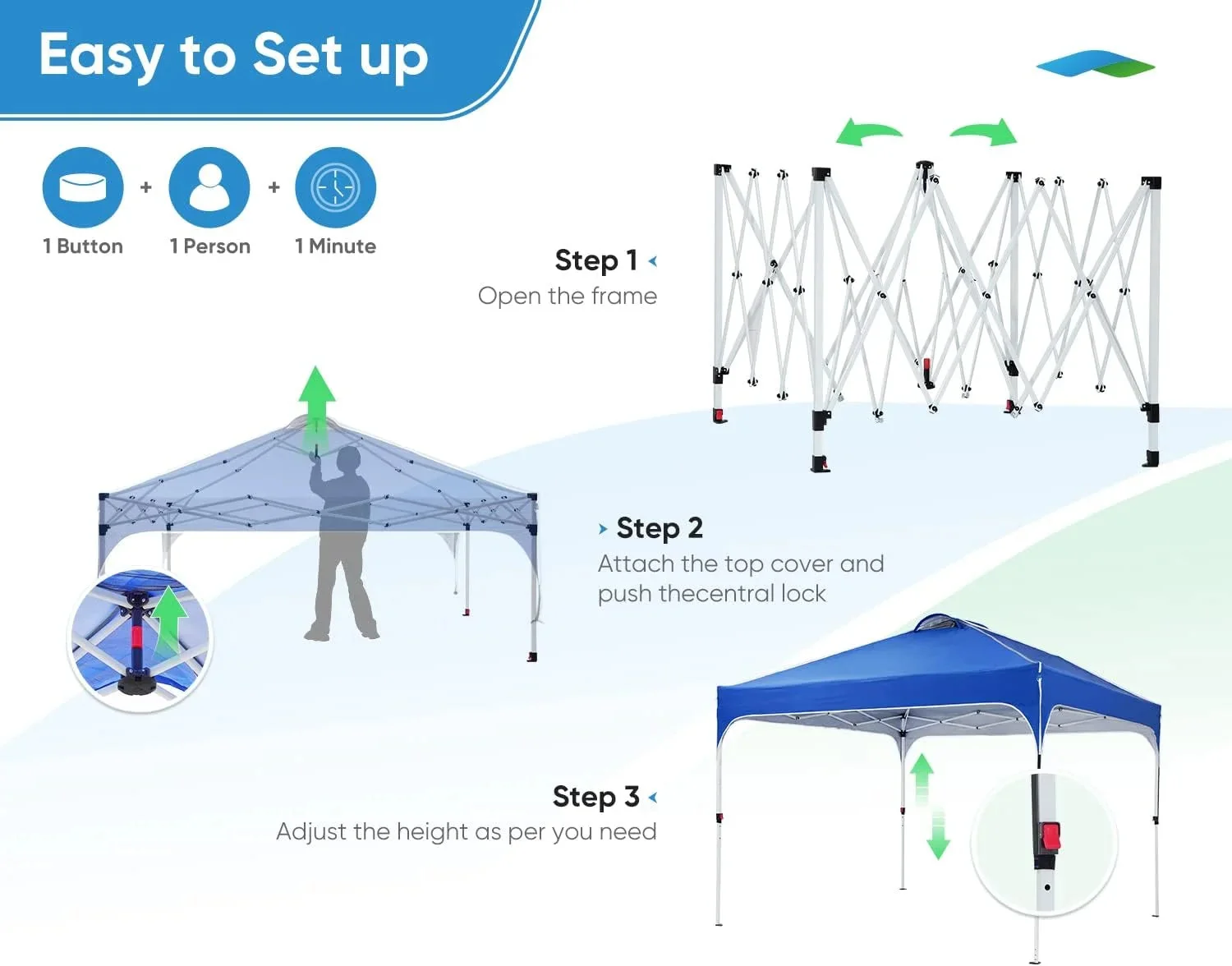 Quictent 10 x 10 ft Pop-Up Canopy Tent With Reflective Top, Fluorescent Rope And Vented Top - Image 6 Quictent 10 x 10 ft Pop-Up Canopy Tent With Reflective Top, Fluorescent Rope And Vented Top - Image 6