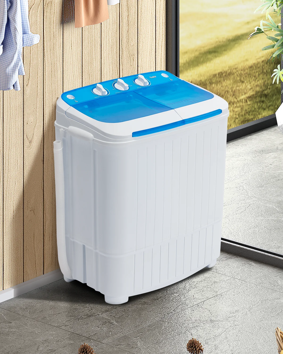 TABU 16.5lbs Portable Washing Machine,Electric Twin Tub Wash&Spin Combo,Semi-Automatic Washer,Gray - Image 12