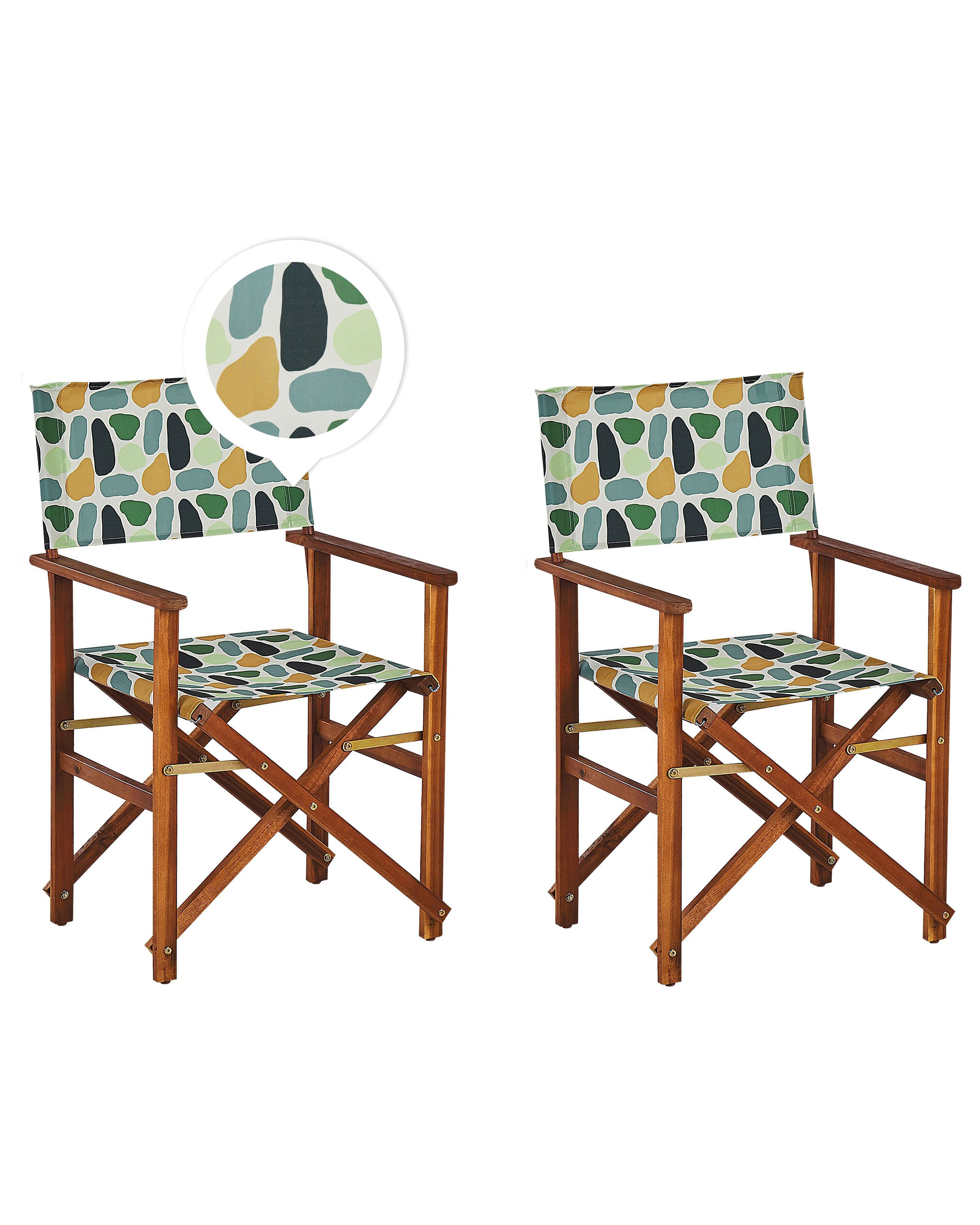 Set of 2 Garden Chairs CINE Acacia Wood Multicolour