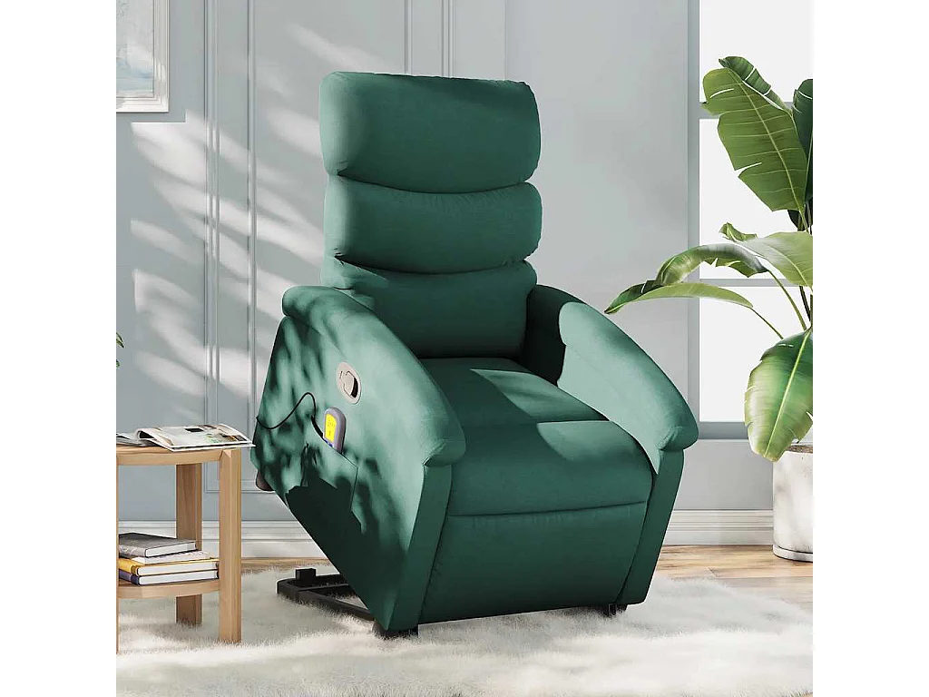 Fauteuil inclinable-Chaise-Fauteuil de Massage Vert foncé Tissu SHL1997