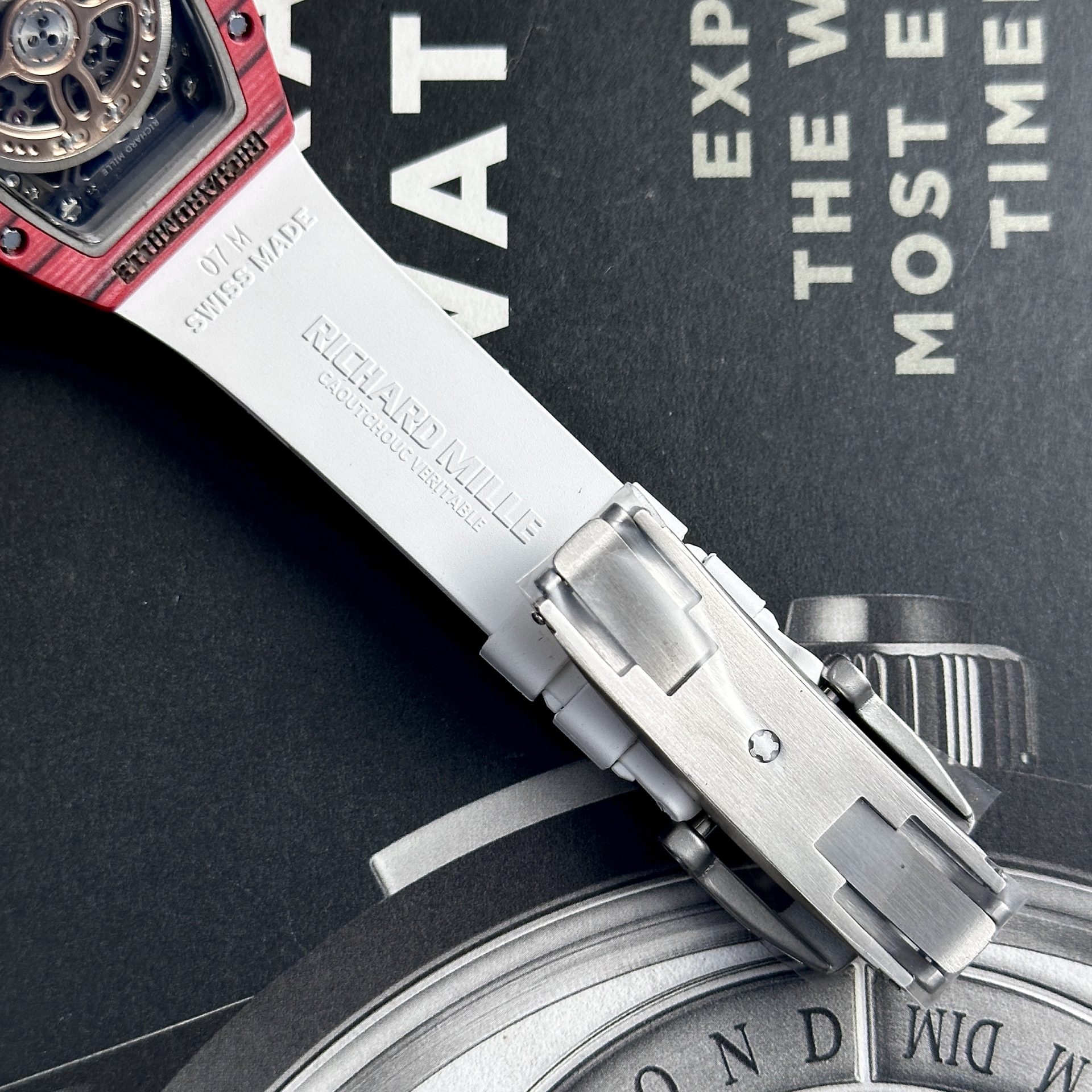 Richard Mille Best Replica Watch RM07-01 Red Carbon Rubber Strap 32x46mm - Top club