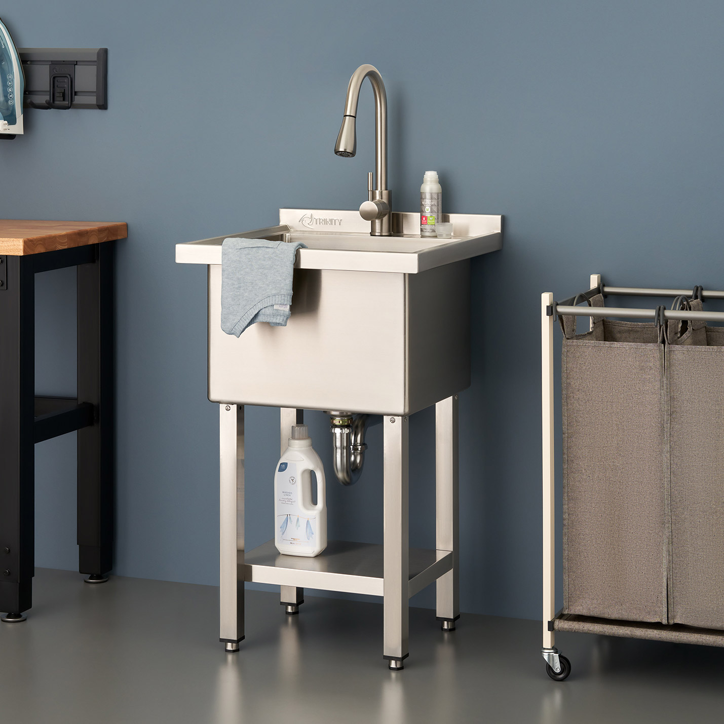 TRINITY 18” x 16” x 13” Stainless Steel Utility Sink with Pull-out Faucet