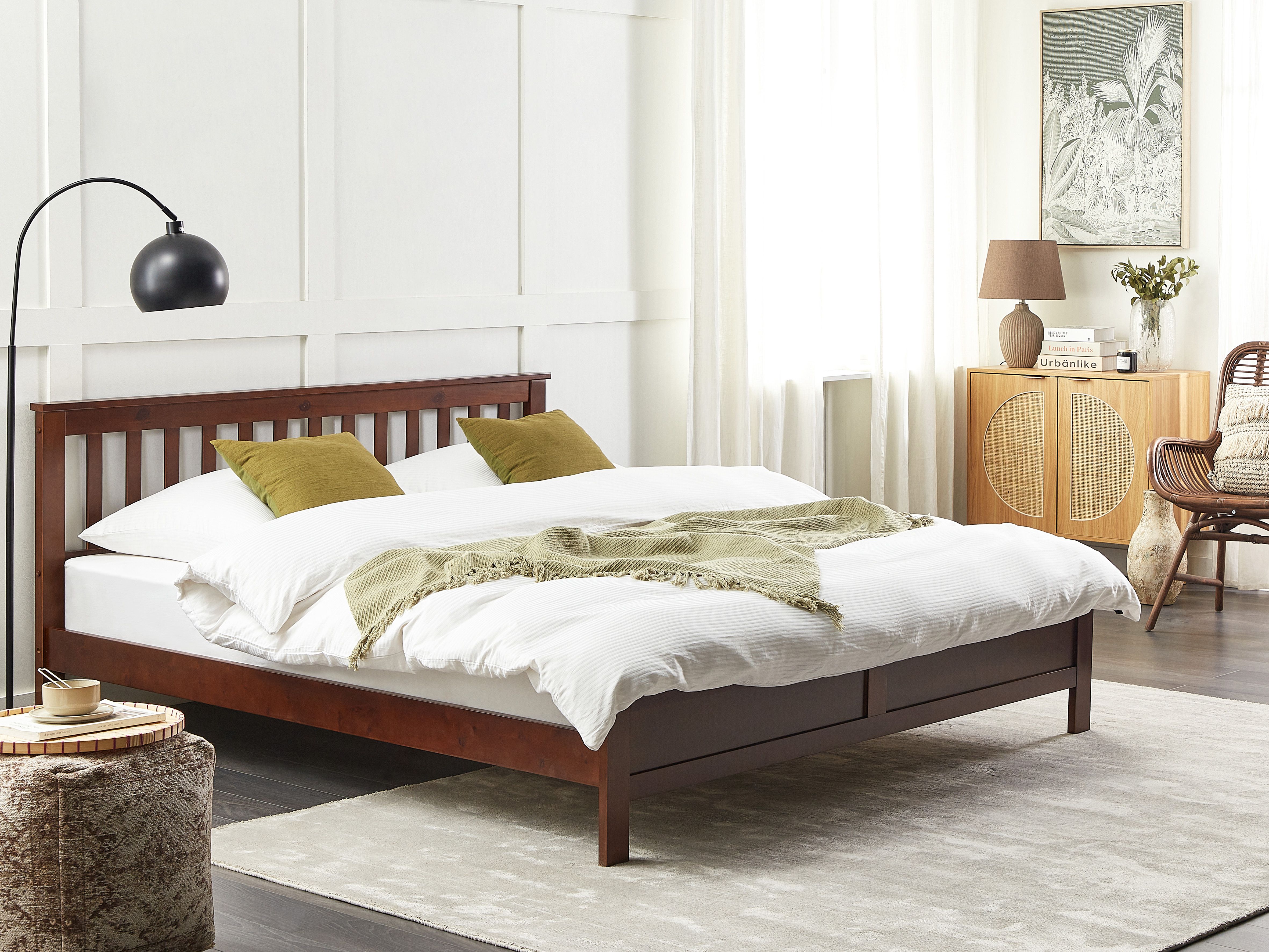 Bed Pine Wood MAYENNE 180 x 200 cm (EU Super King) Dark Brown