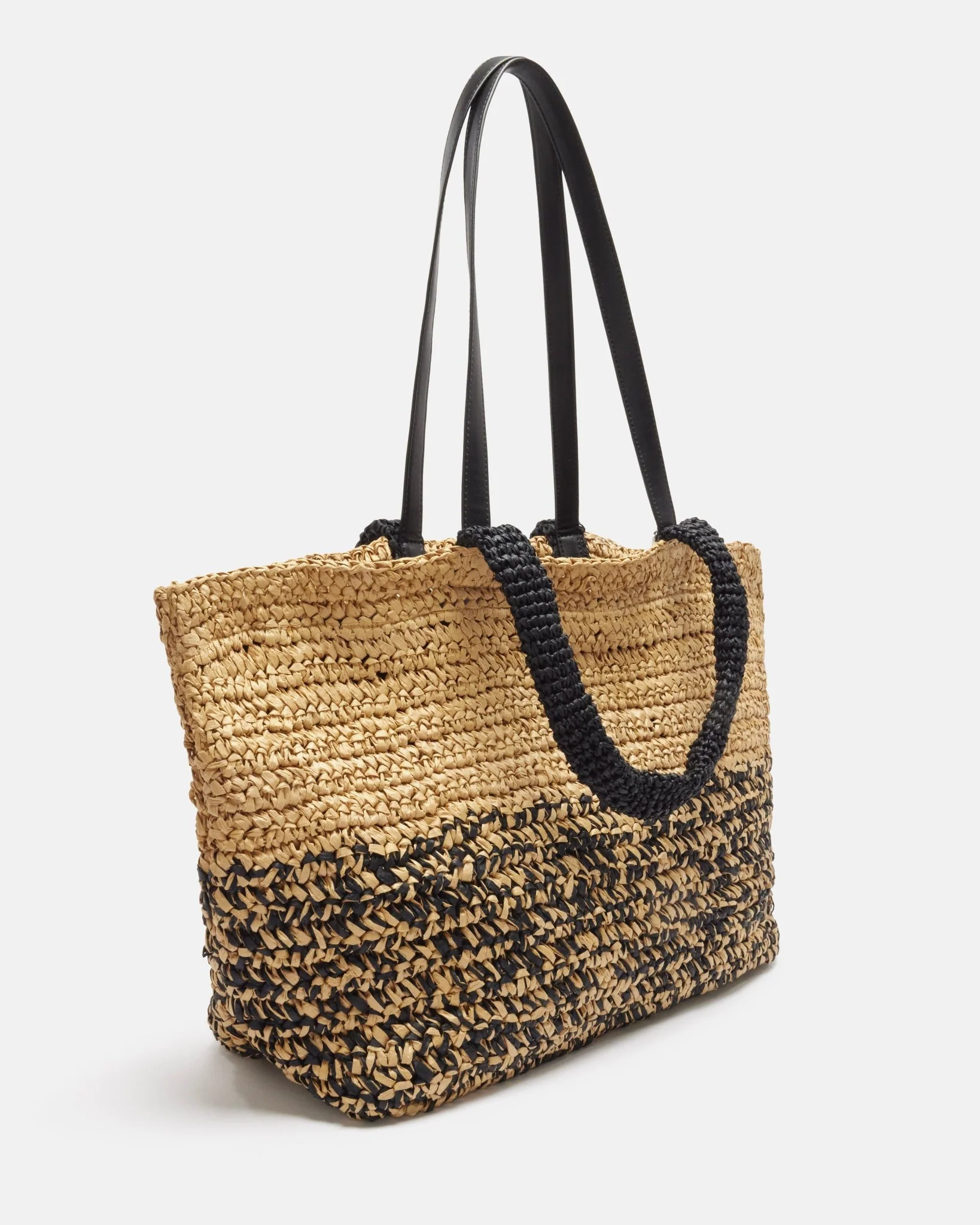 SAC NADRA/RAF - En cuir raphia noir