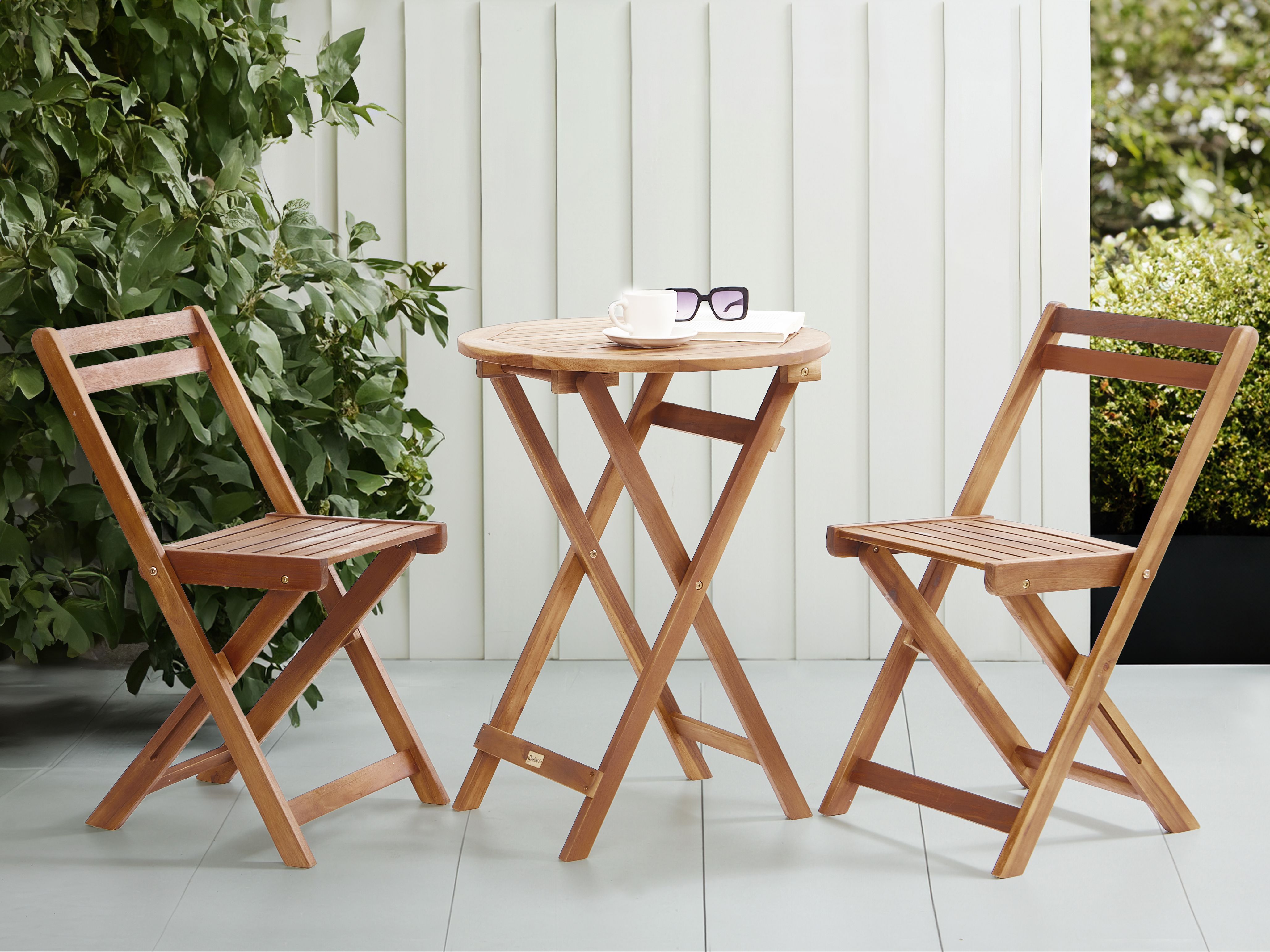 Bistro Set Folding SACILE Acacia Wood Brown
