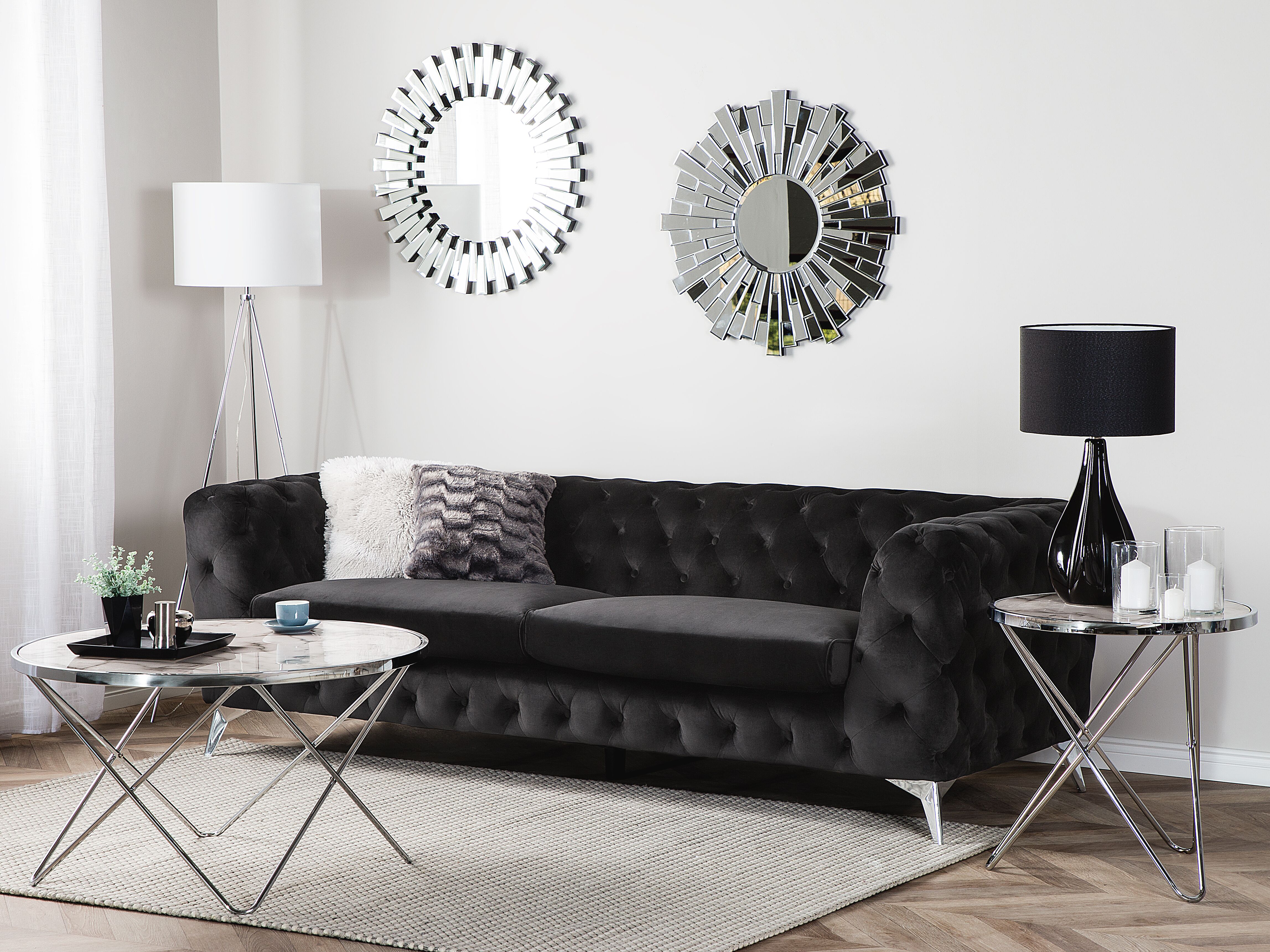 Sofa 3 Seater SOTRA Velvet Black