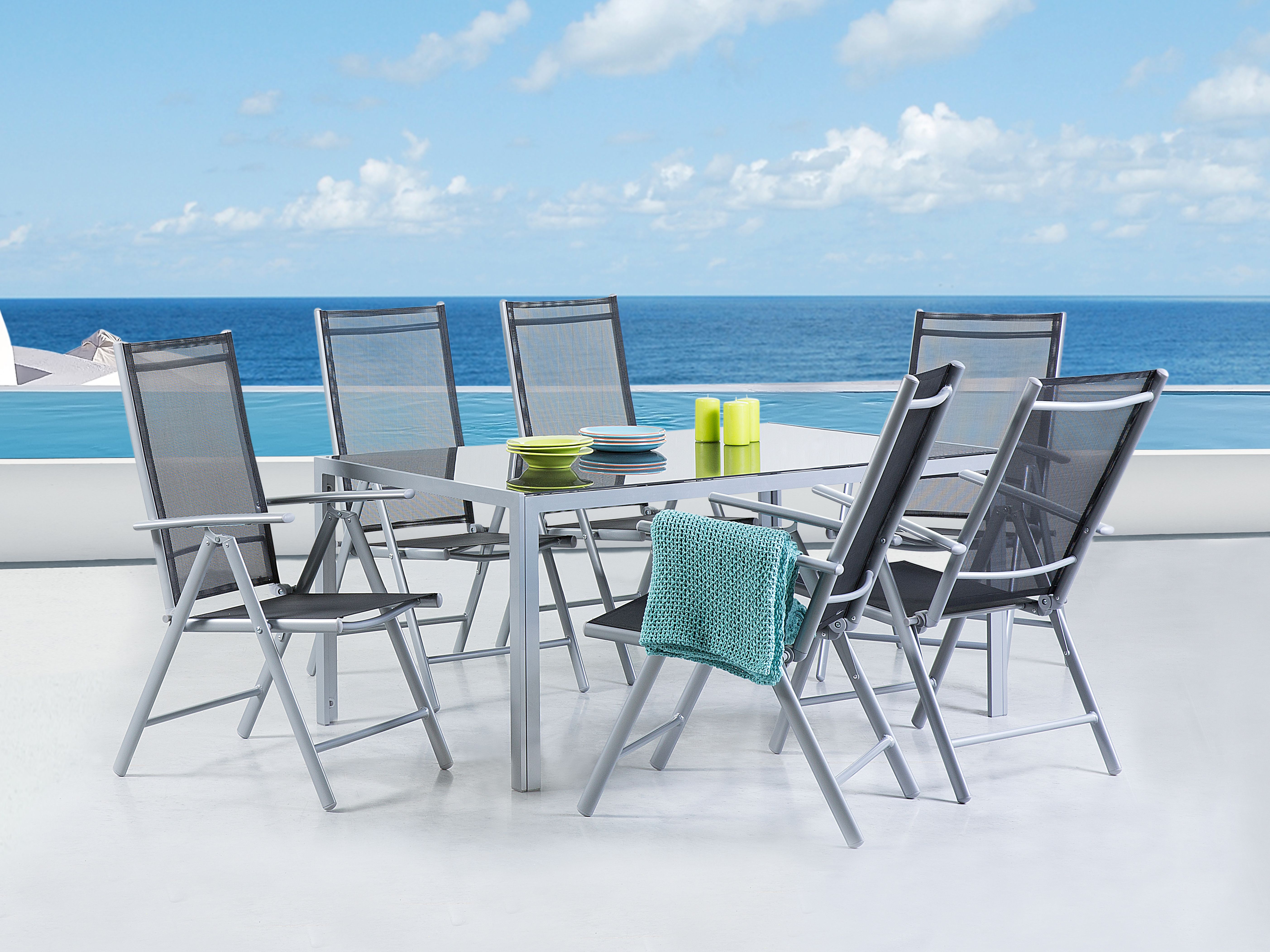 Garden Dining Set 6 Seater CATANIA Black