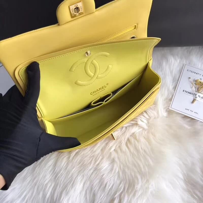 Replica Chanel 1112 Yellow Medium Size 2.55 Lambskin Leather Flap Bag1:1High-quality replica