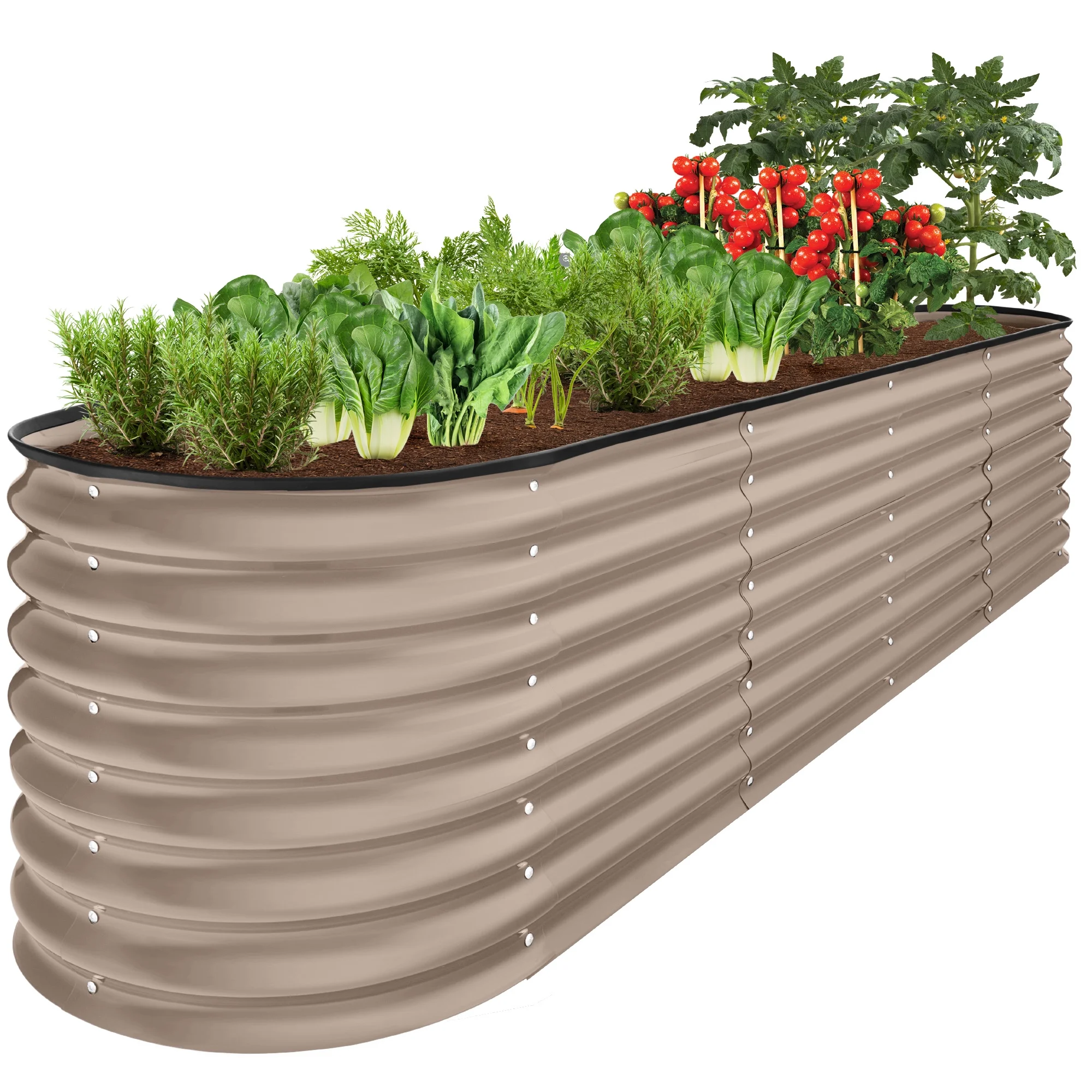 Best Choice Products 8x2x2ft Metal Raised Garden Bed, Oval Outdoor Planter Box w/ 4 Support Bars - Charcoal - Image 16
