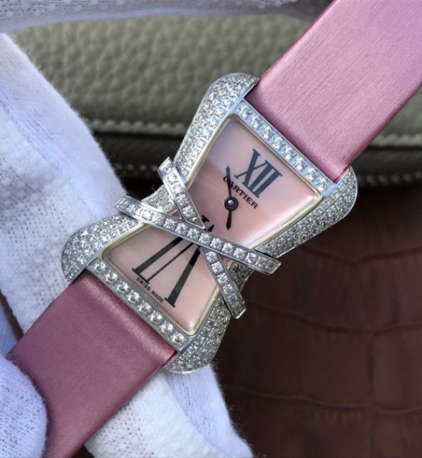 Replica Cartier High Jewelry Watches WJ306014 Pink Dial Pink Fabric Strap - Elite Watch Atelier