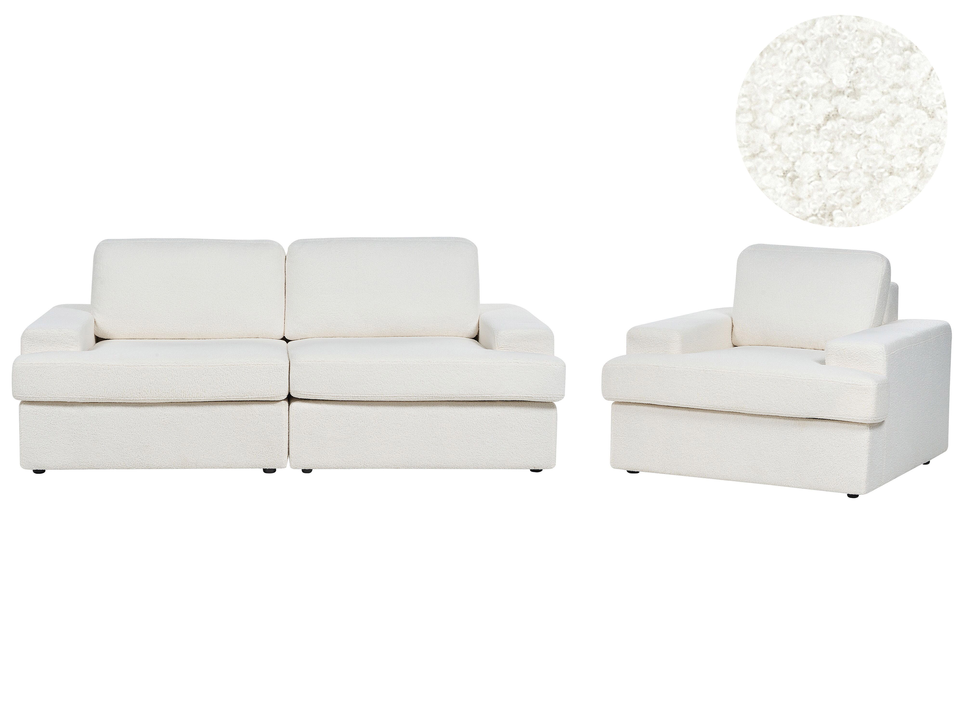 Living Room Set 4 Seater ALLA Boucle Off-White