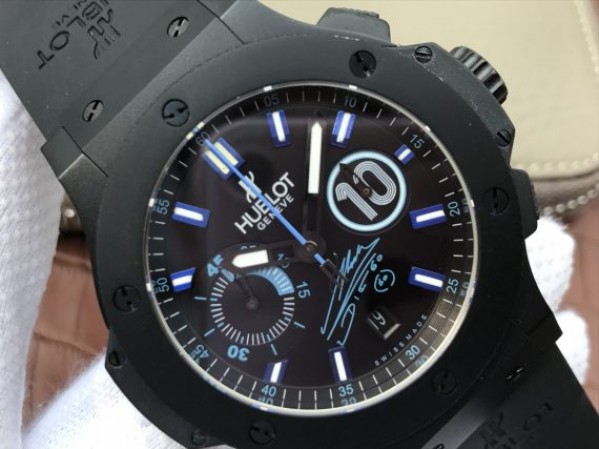 Replica Hublot Big Bang Full Ceramic Maradona Limited Edition Black Gummy Strap A7750 - Top club