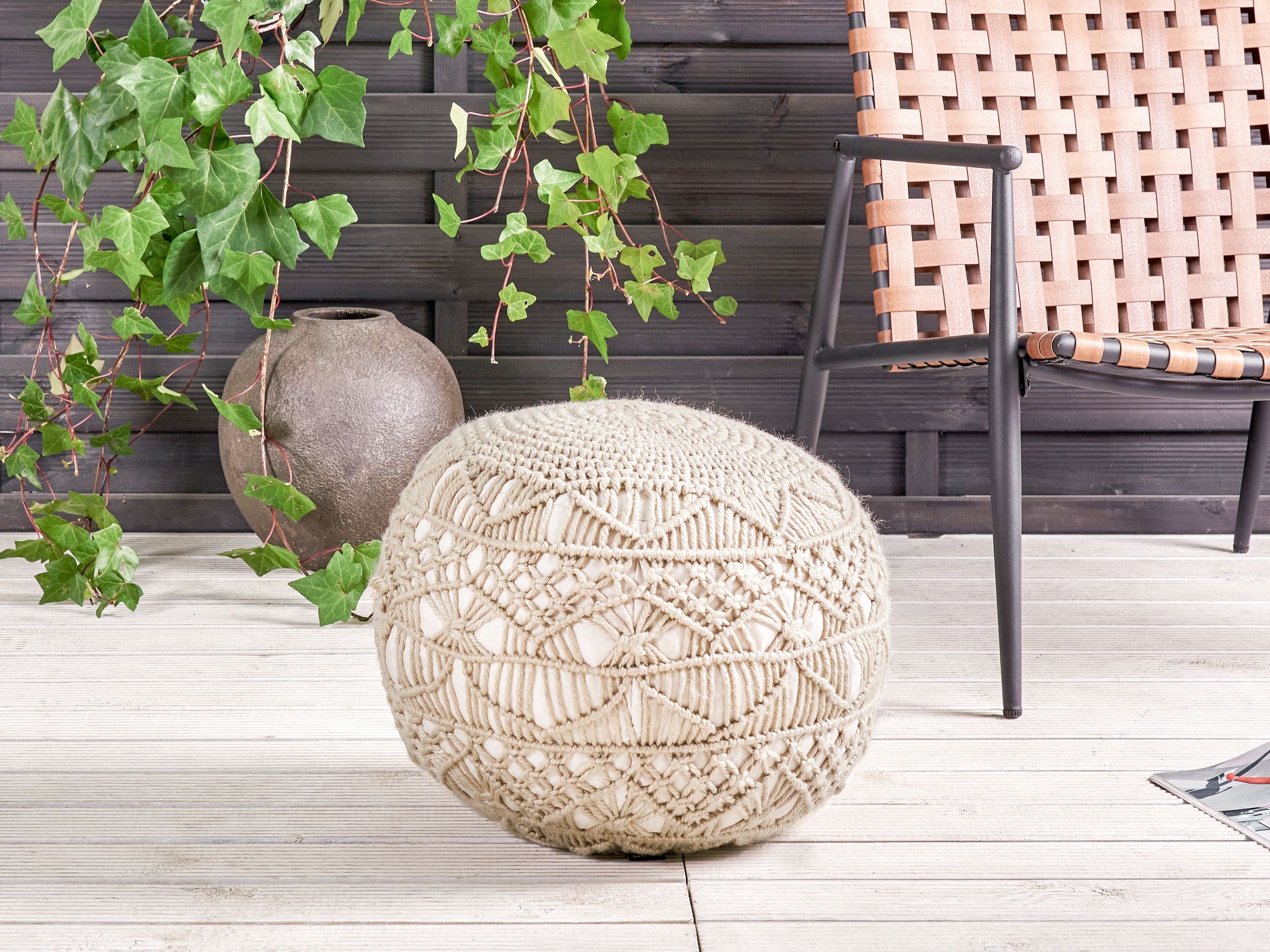 Pouffe AADHI Synthetic Material Beige
