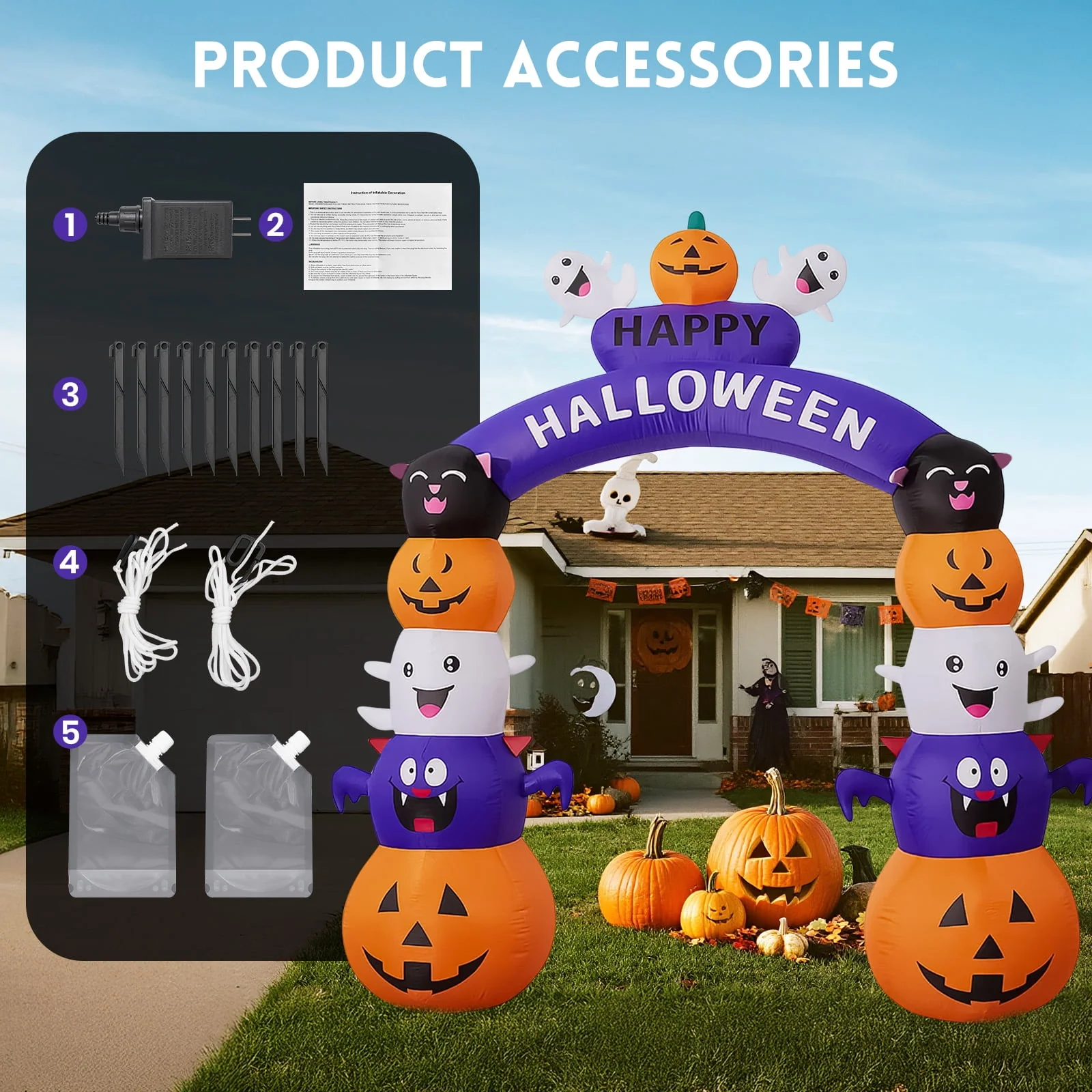 GVDV 8 FT Halloween Inflatables Archway Outdoor Decorations for Front Yard Lawn Garden Decor - Image 7 GVDV 8 FT Halloween Inflatables Archway Outdoor Decorations for Front Yard Lawn Garden Decor - Image 7