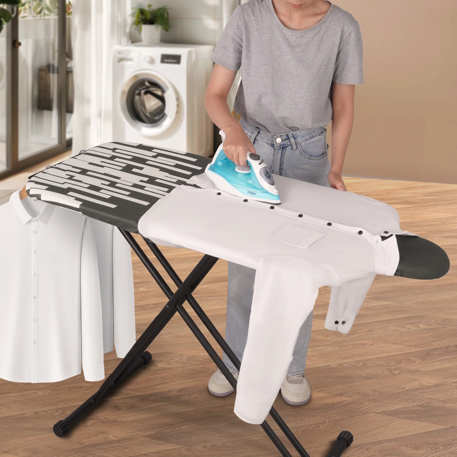 KDJ HOME Slieton Extra Large Ironing Board with Hang Rail, 20-Inch Wide - Image 11