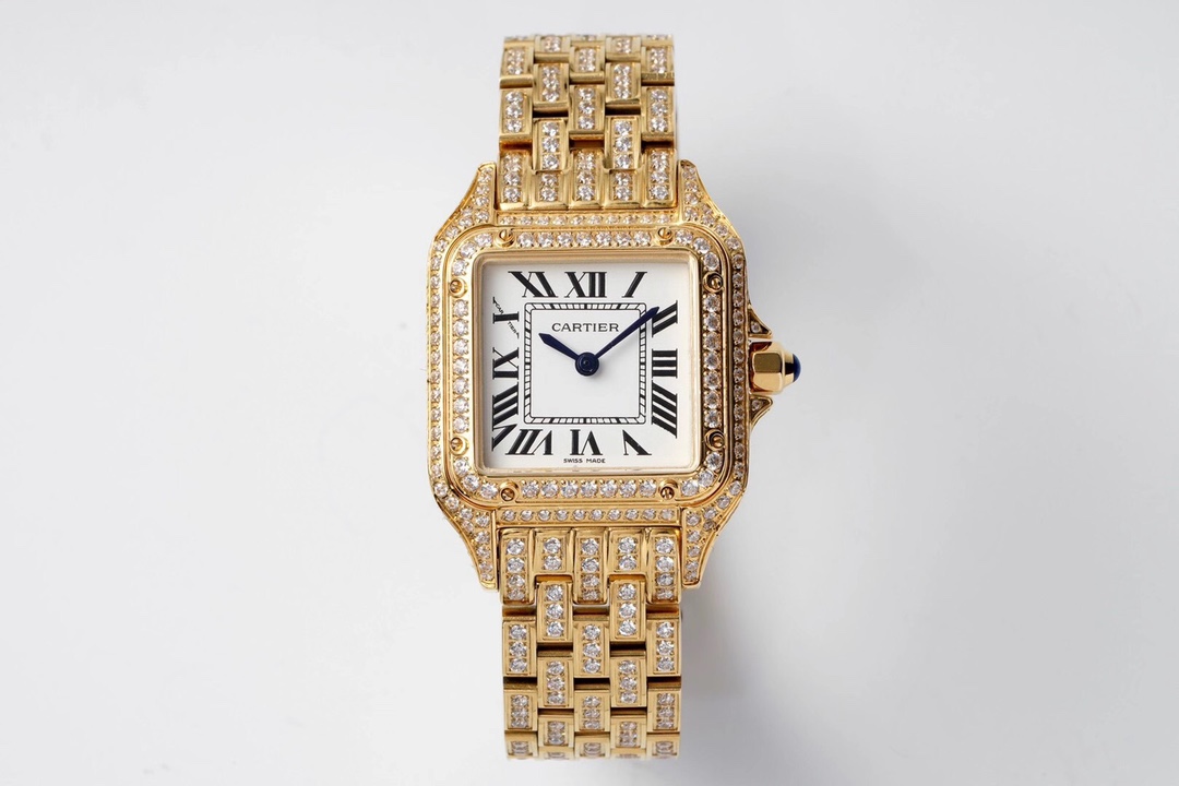 Cartier Cheetah Full of Diamonds Ladies 37MM-Golden(1:1 replica) - Top club