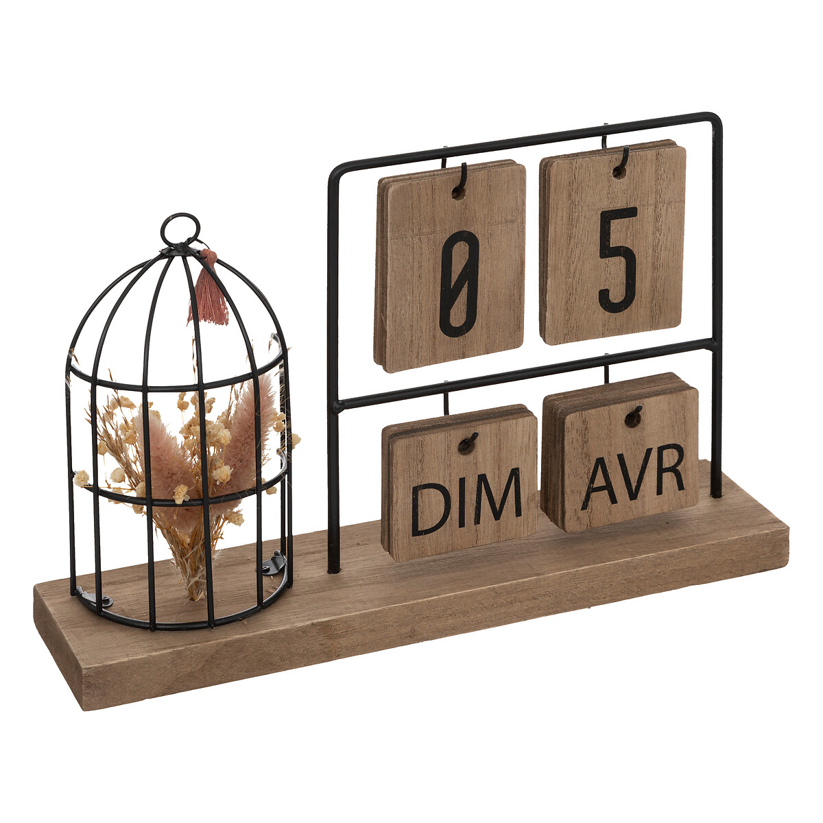 Calendar Wood & metal, h.18,5 cm