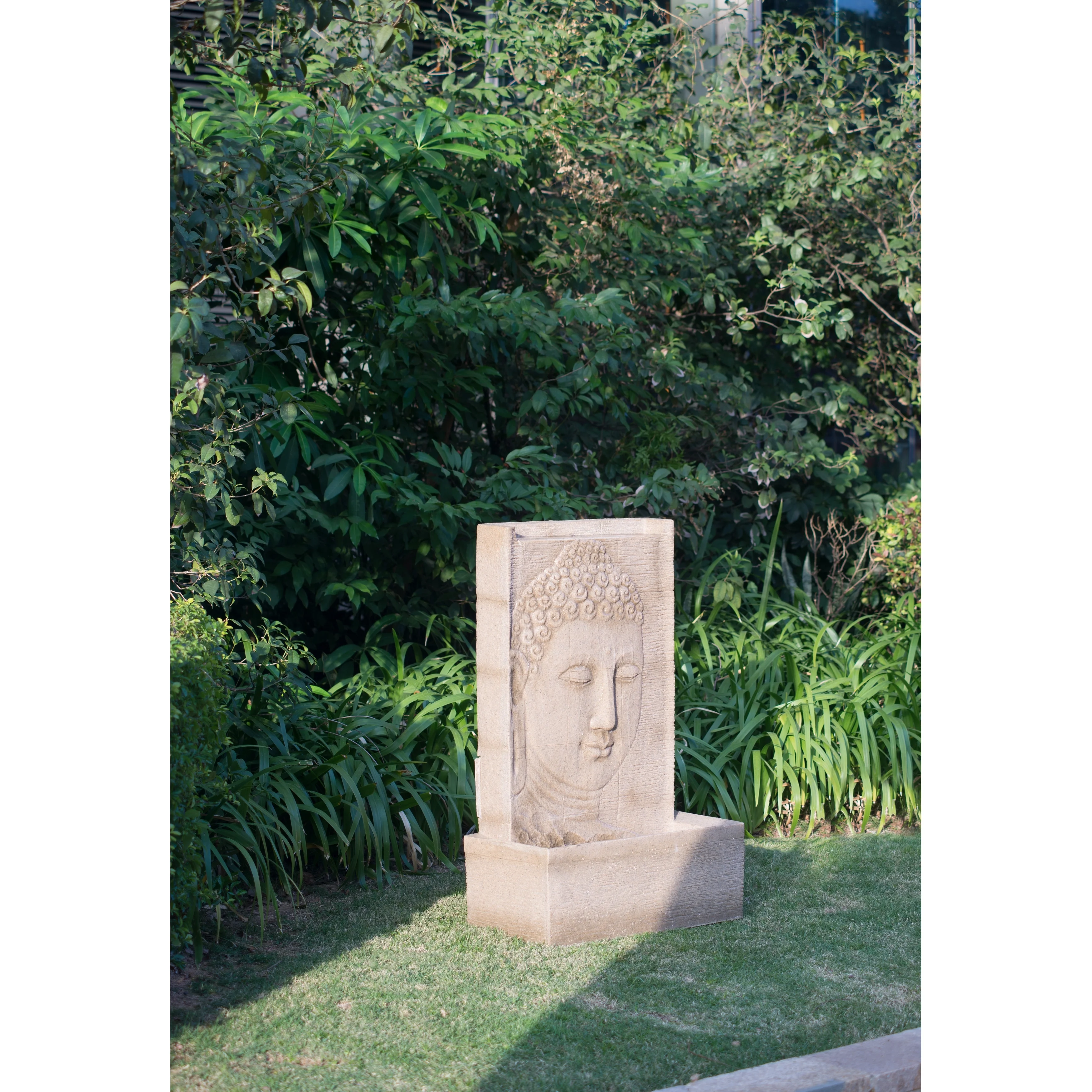 A&B Home 39 Inch High Sandstone Buddha Water Fountain with Light, Large Buddha Fountain Outdoor - Image 2