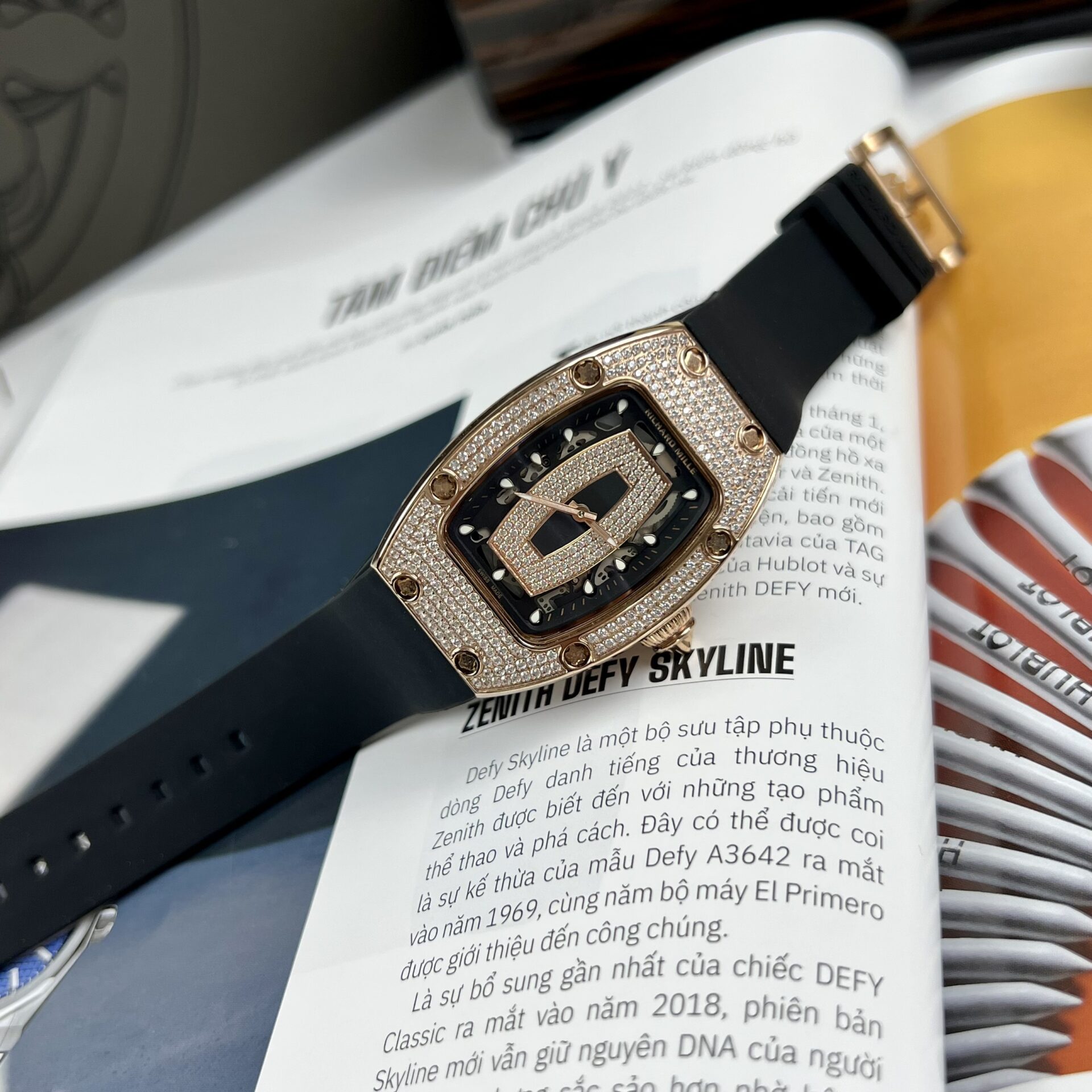 Richard Mille RM007 Replica 1:1 Watch Rose Gold With Full Stone 36mm - Elite Watch Atelier