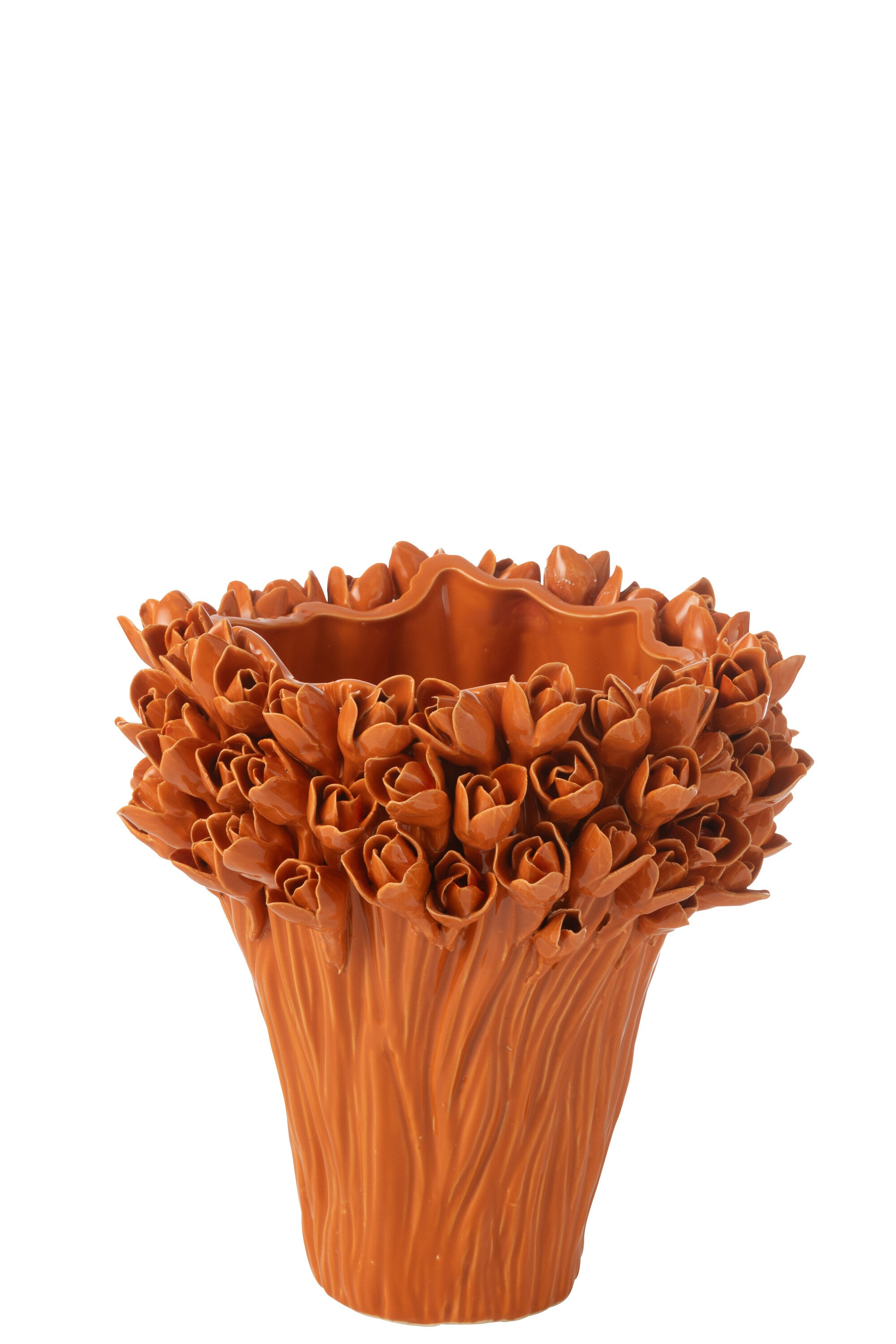J-Line vaas Ambrosia - keramiek - oranje - medium - Ø 28 cm