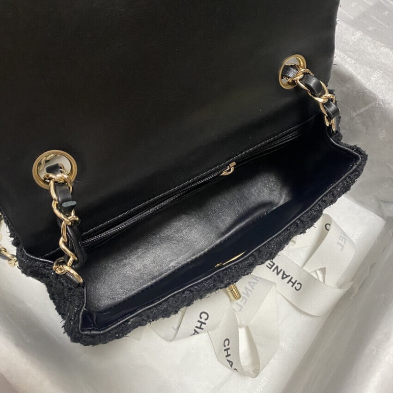 Replica Chanel 20Cm Classic Flap Bag In Black Tweed 11161:1High-quality replica