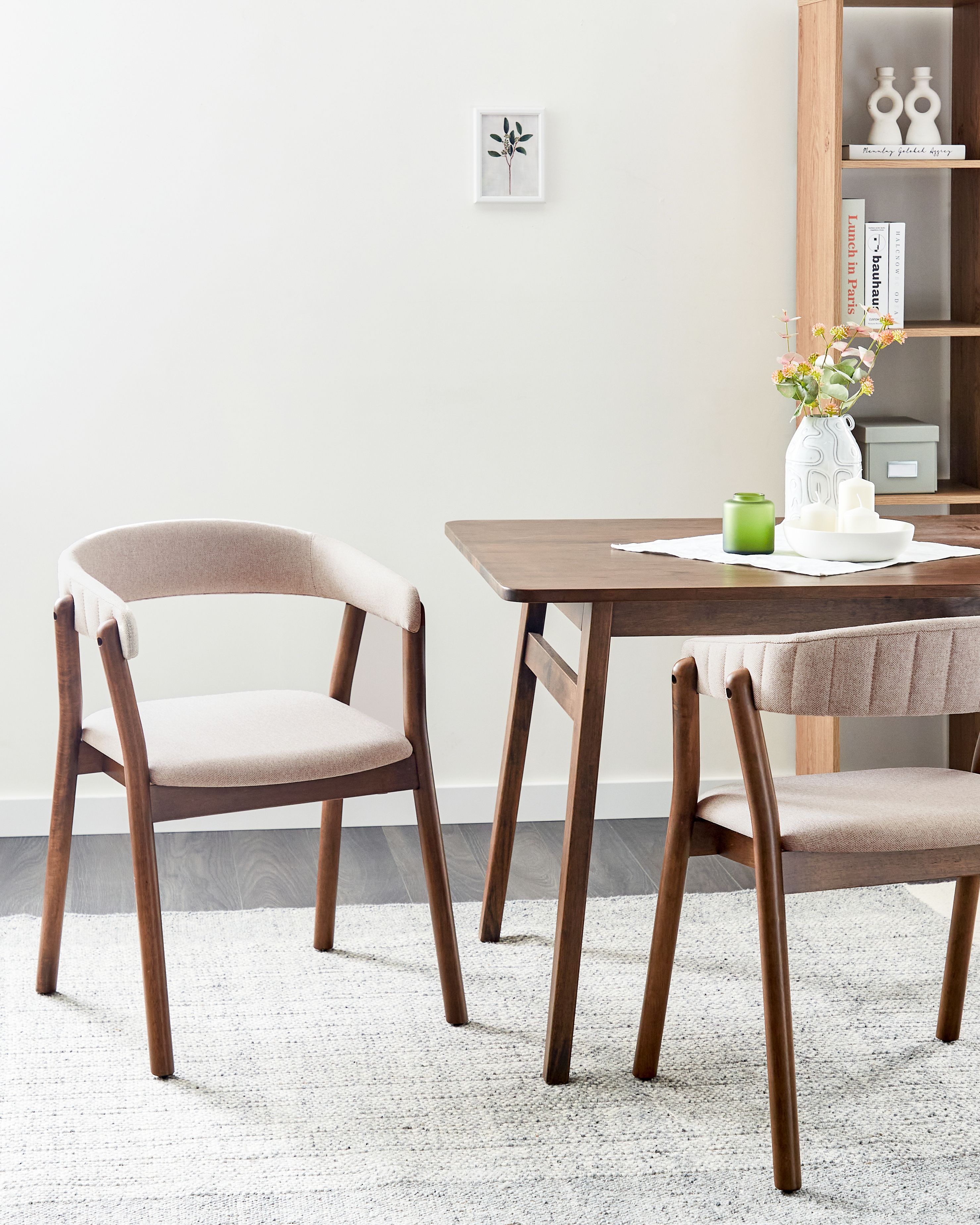 Set of 2 Dining Chairs MYLO Fabric Dark Brown/ Beige