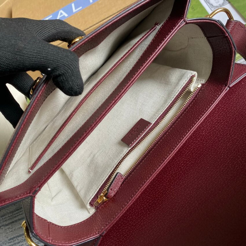 Replica Gucci Horsebit 1955 Small Bag 602204 In Burgundy Gg Canvas1:1High-quality replica