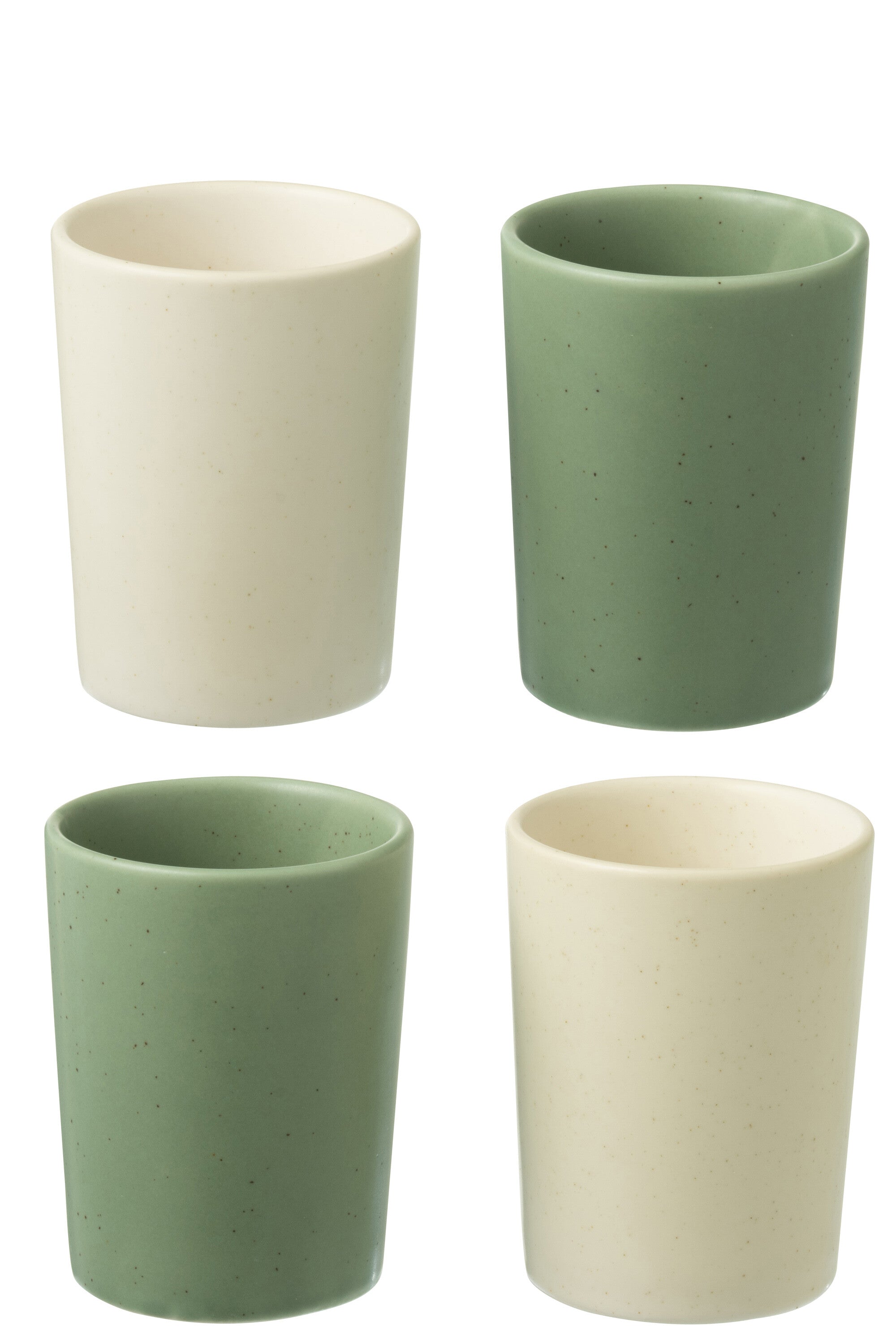 J-Line mok - keramiek - groen wit - doos van 4