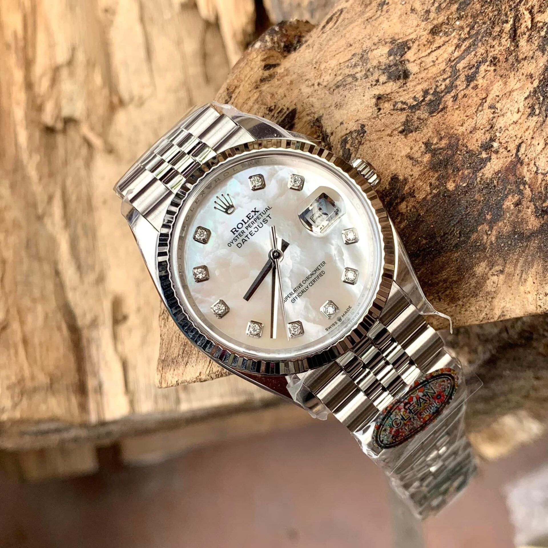 Rolex DateJust Replica Watch Natural Mother of Pearl Dial Moissanite Markers 41mm - Top club
