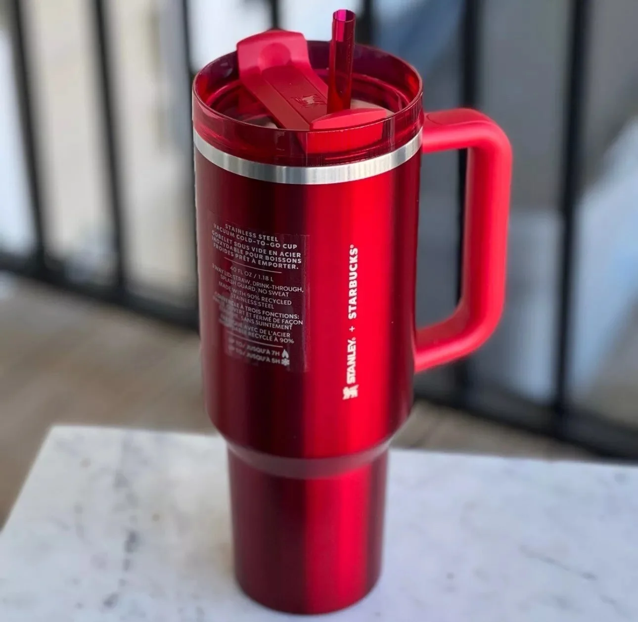 Stanley Cup 40oz | Limited Edition | Red Holiday Tumbler | Quencher Water Bottle