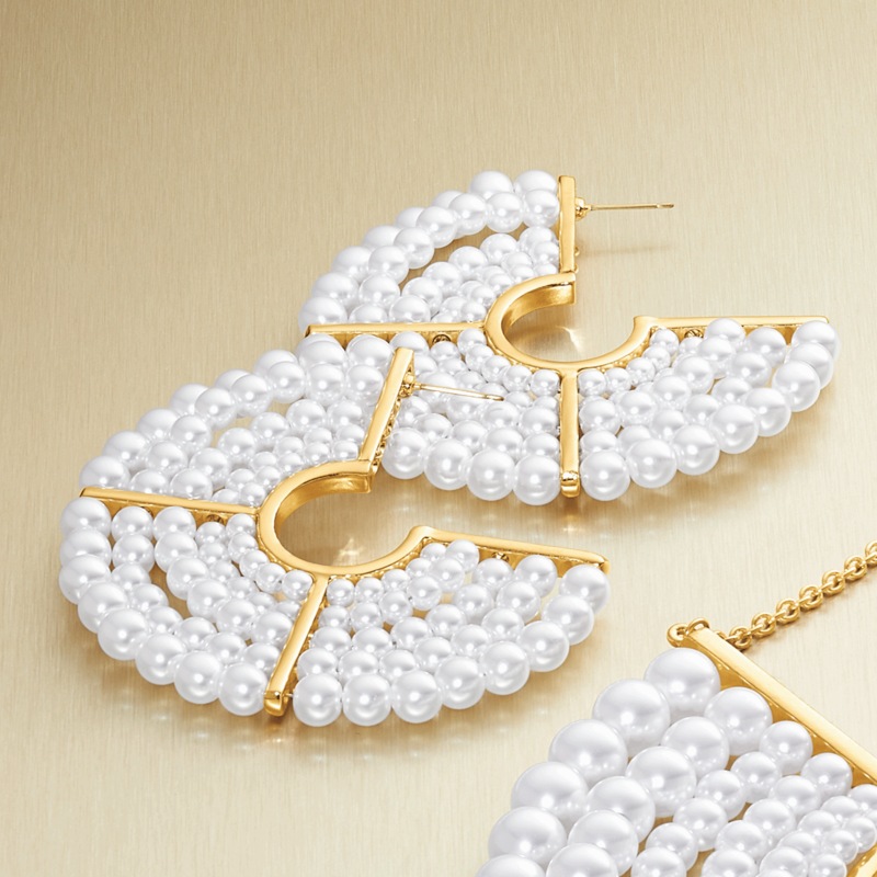 Faux Pearl Round Rows Earrings - MIDNIGHT VELVET CATALOG