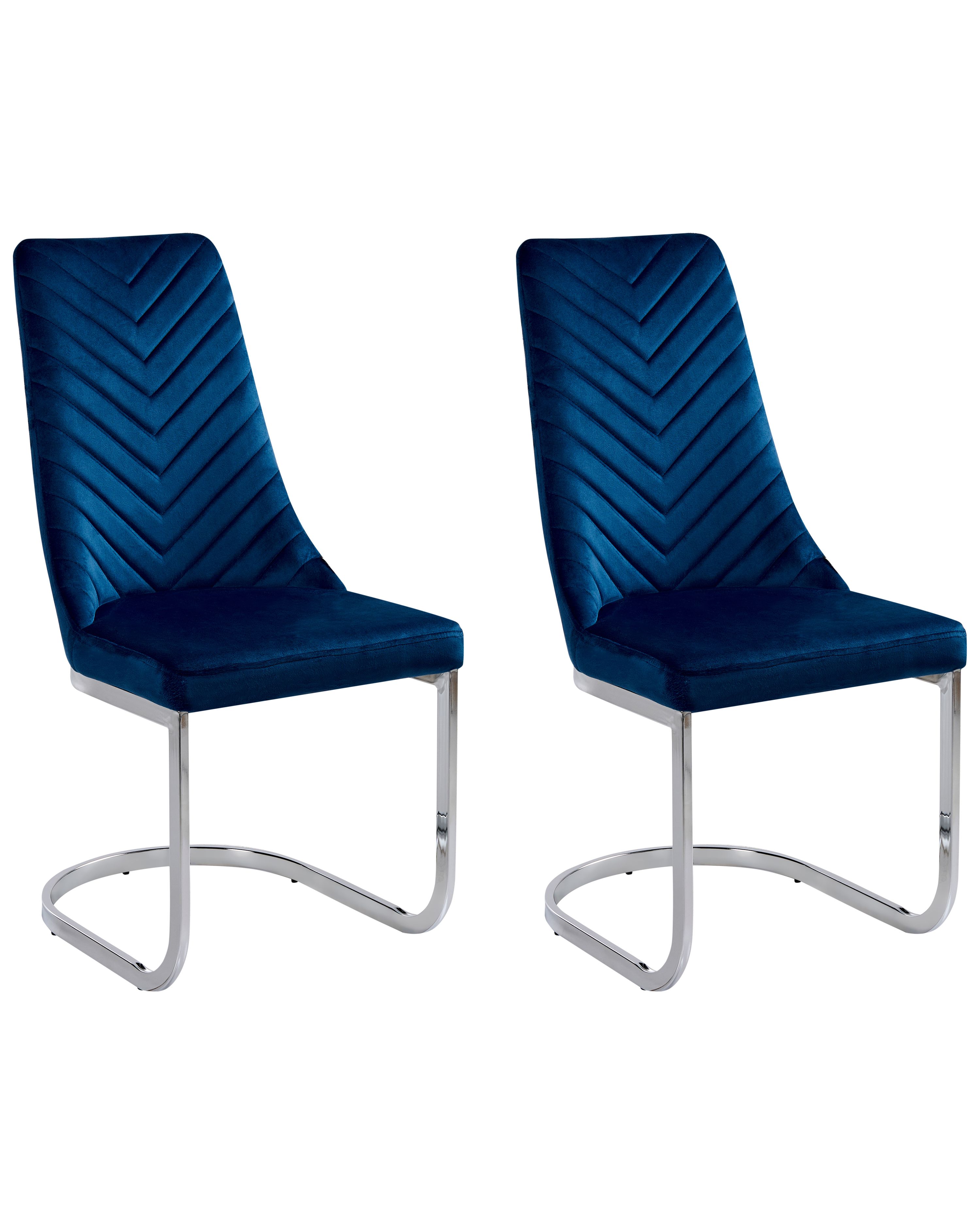 Set of 2 Dining Chairs ALTOONA Velvet Navy Blue