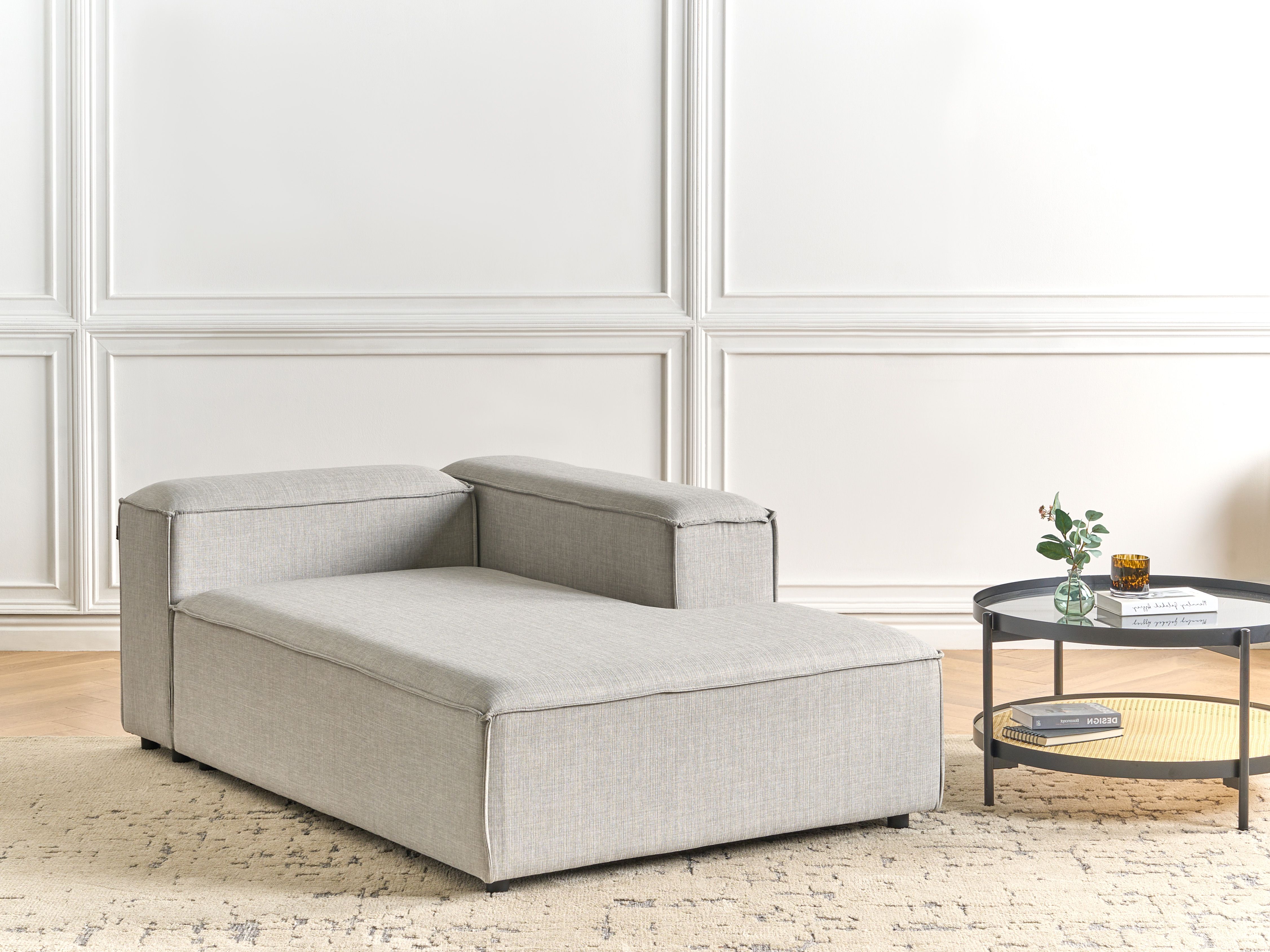 Left-Hand Chaise Lounge ARDAL Fabric Light Grey