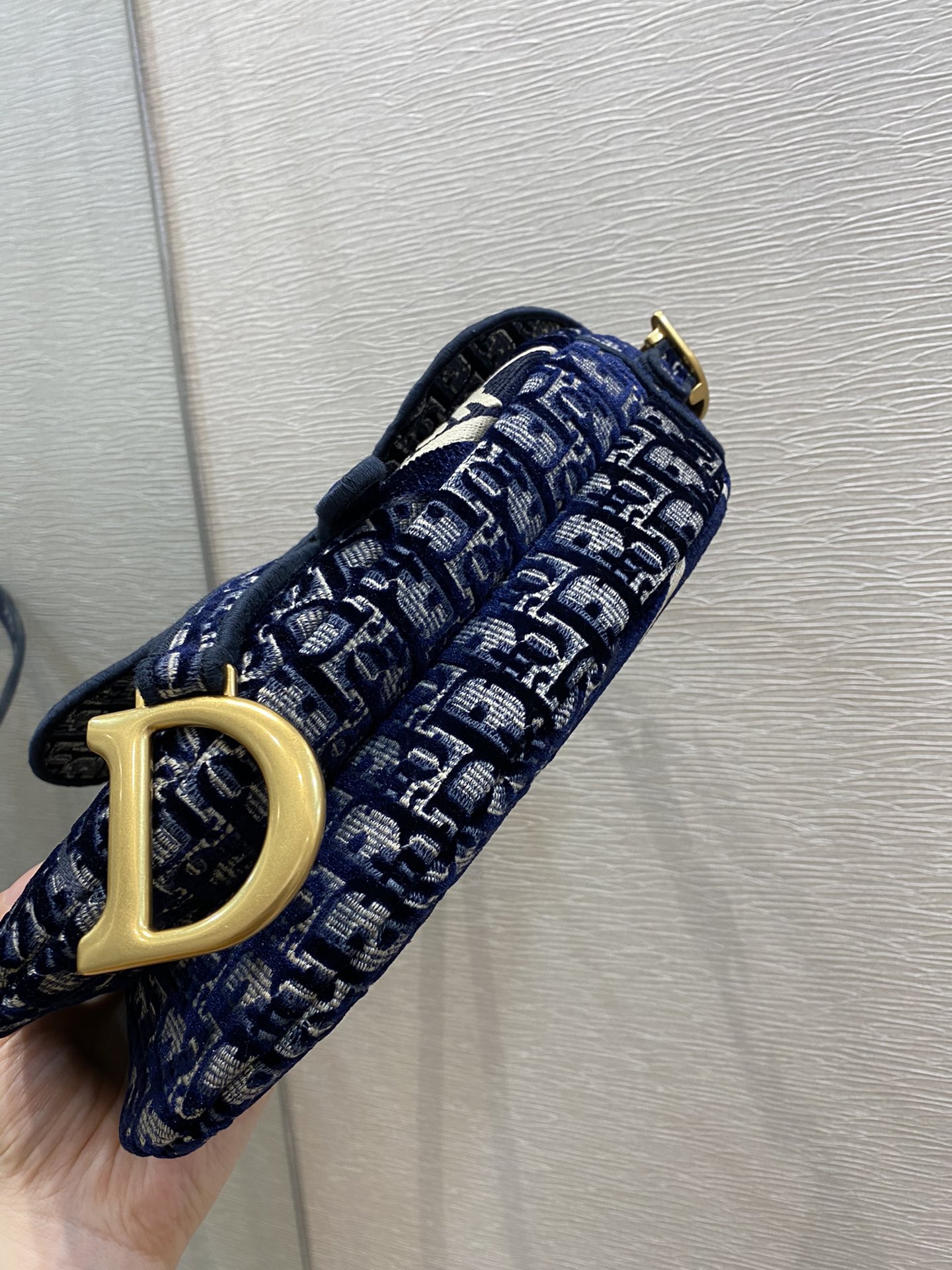 Christian Dior Saddle Bag Blue Oblique Canvas Gold Toned Hardware For Women 25cm/10in CD1:1High-quality replica
