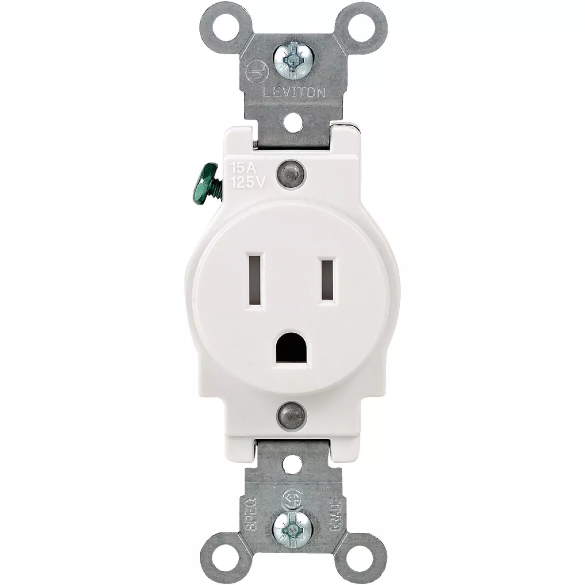 Leviton 15A White Commercial Grade 5-15R Tamper Resistant Single Outlet