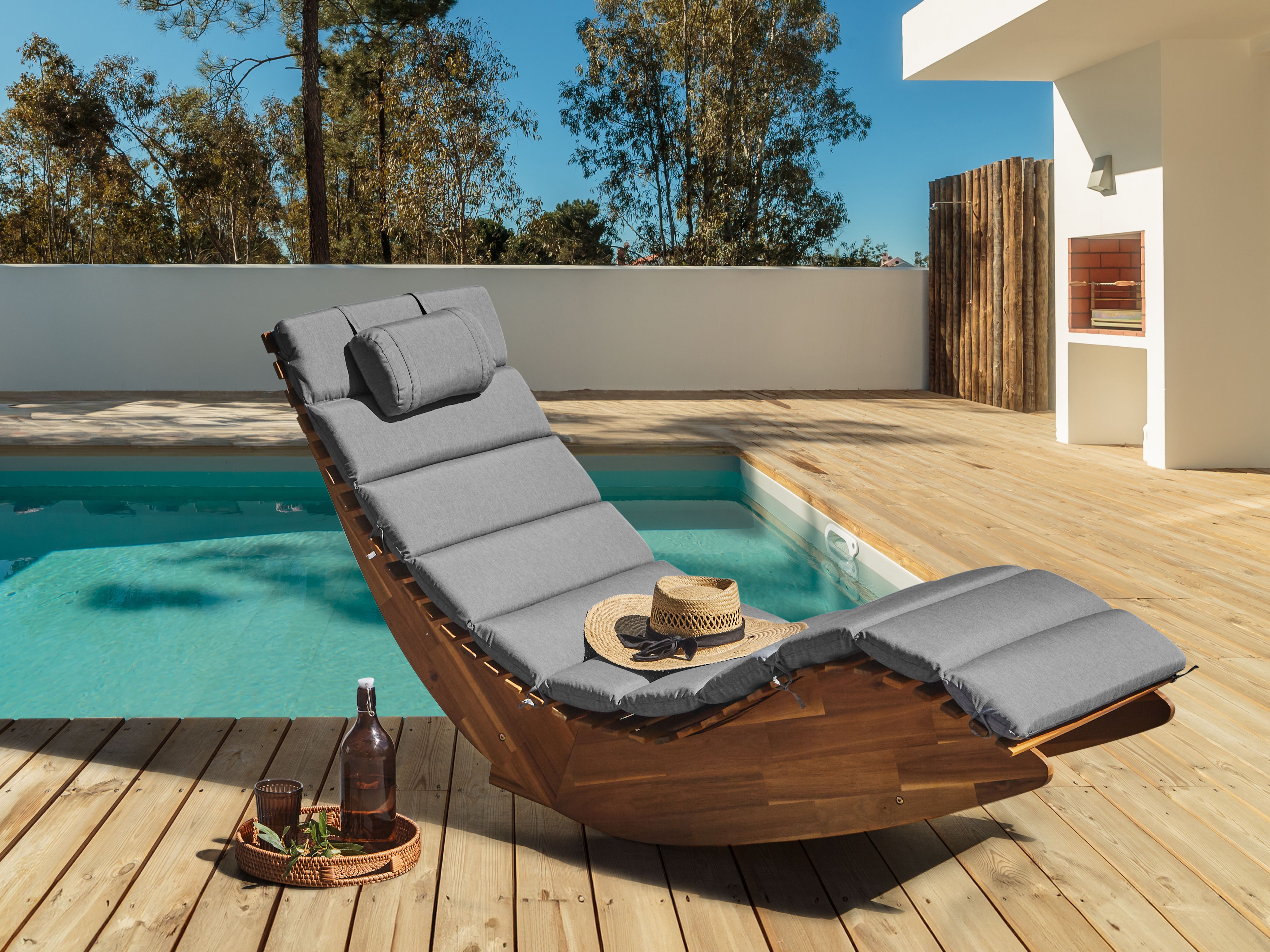 Sun Lounger Pad Cushion BRESCIA PREMIUM 180 x 60 cm Grey Melange