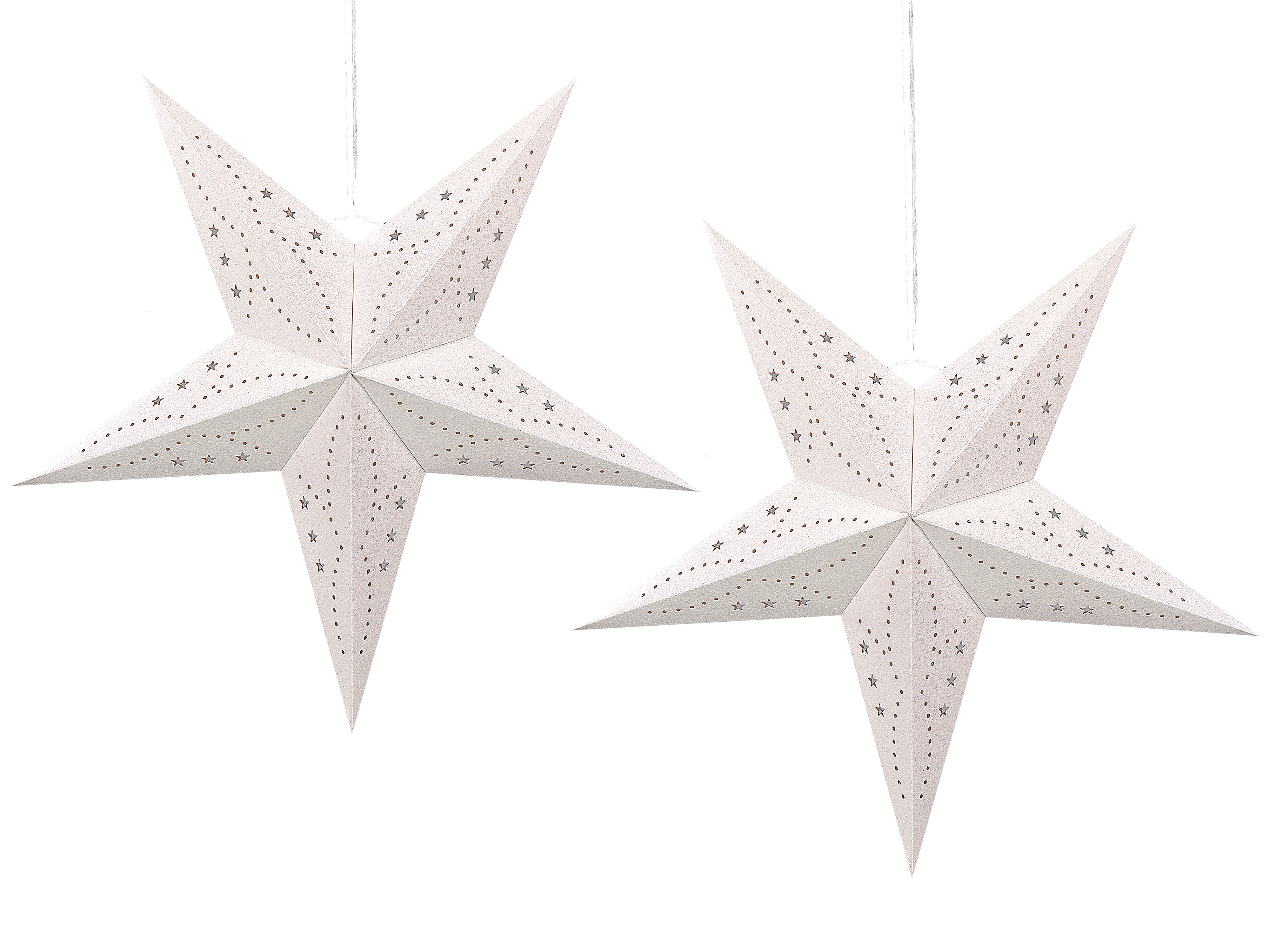 Set of 2 Hanging Decorations LED MOTTI Star 60 cm White
