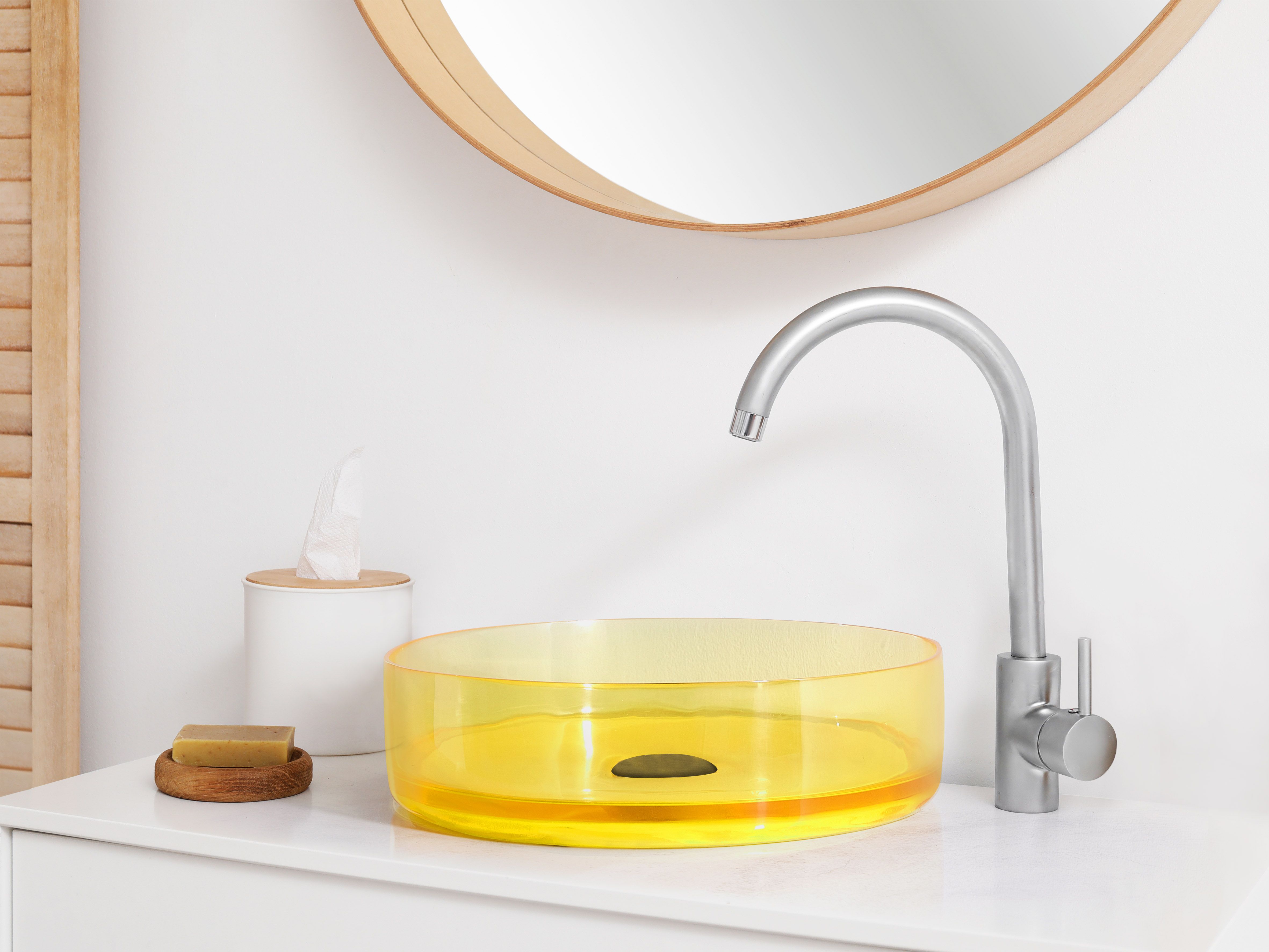Countertop Basin TOLOSA ⌀ 360 mm Solid Surface Yellow