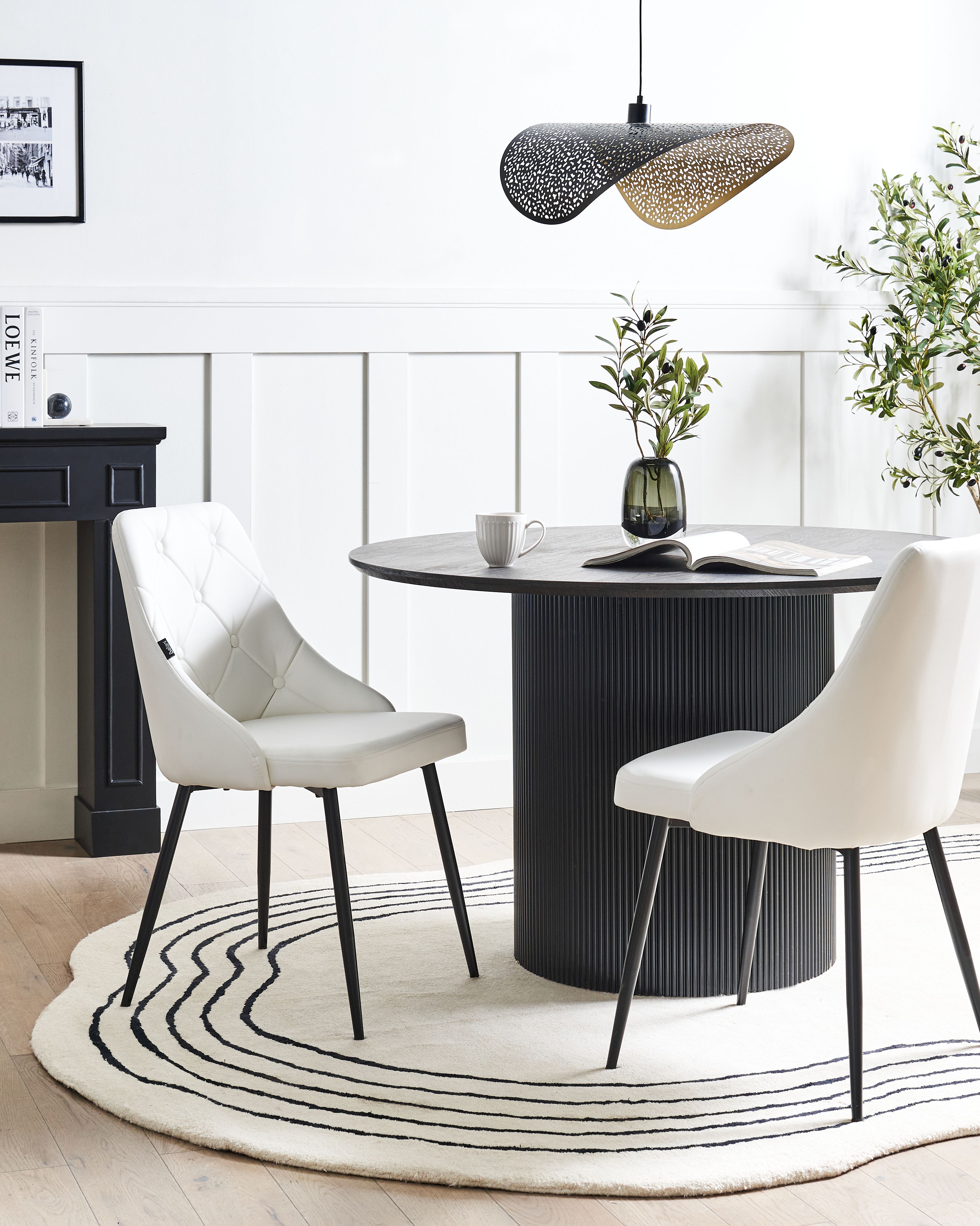 Set of 2 Dining Chairs VALERIE Faux Leather White