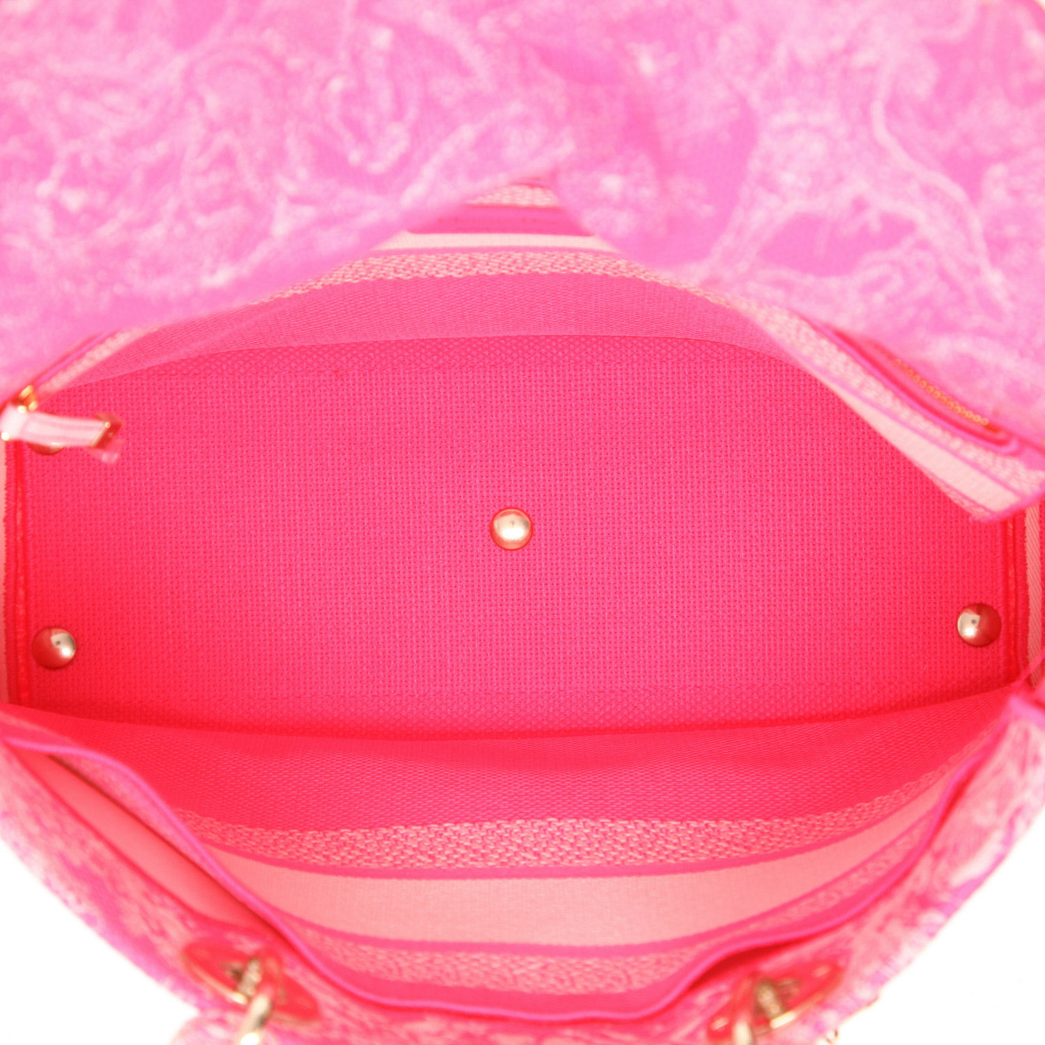 Dior Lady D-Lite handbag in pink canvas1:1High-quality replica