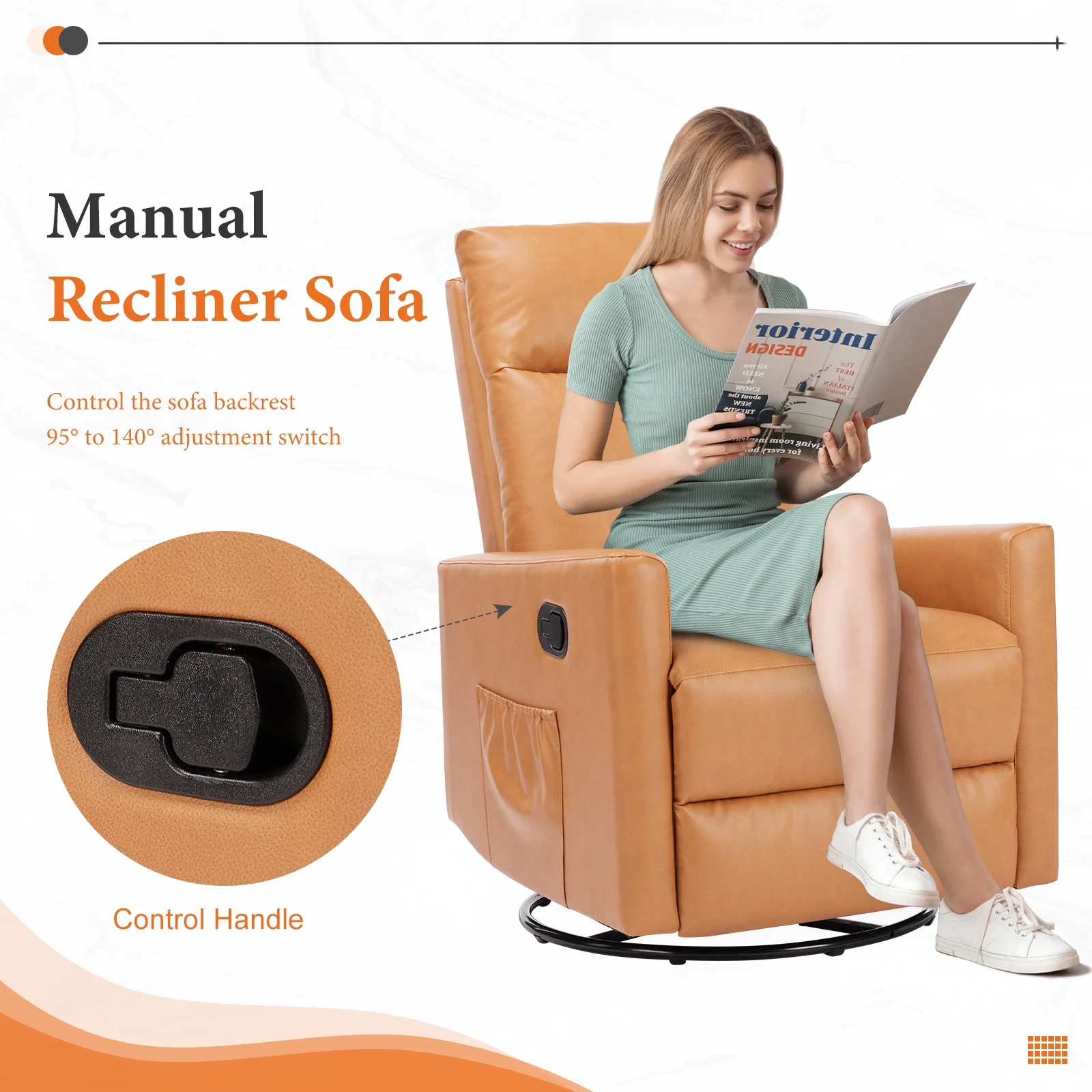 Recliner Message Chair with Footrest, Swivel Rocking Glider, High Back Upholstered Deep Seat for Living Room, Grey - Image 19