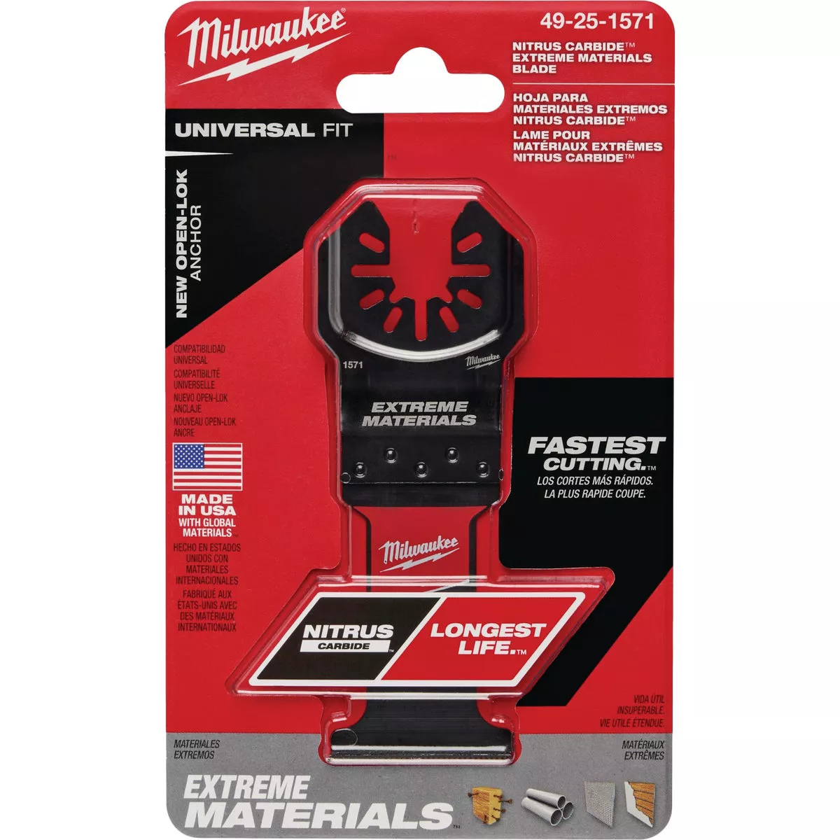 Milwaukee NITRUS CARBIDE 1-3/8 In. Extreme Materials Universal Fit OPEN-LOK Oscillating Blade