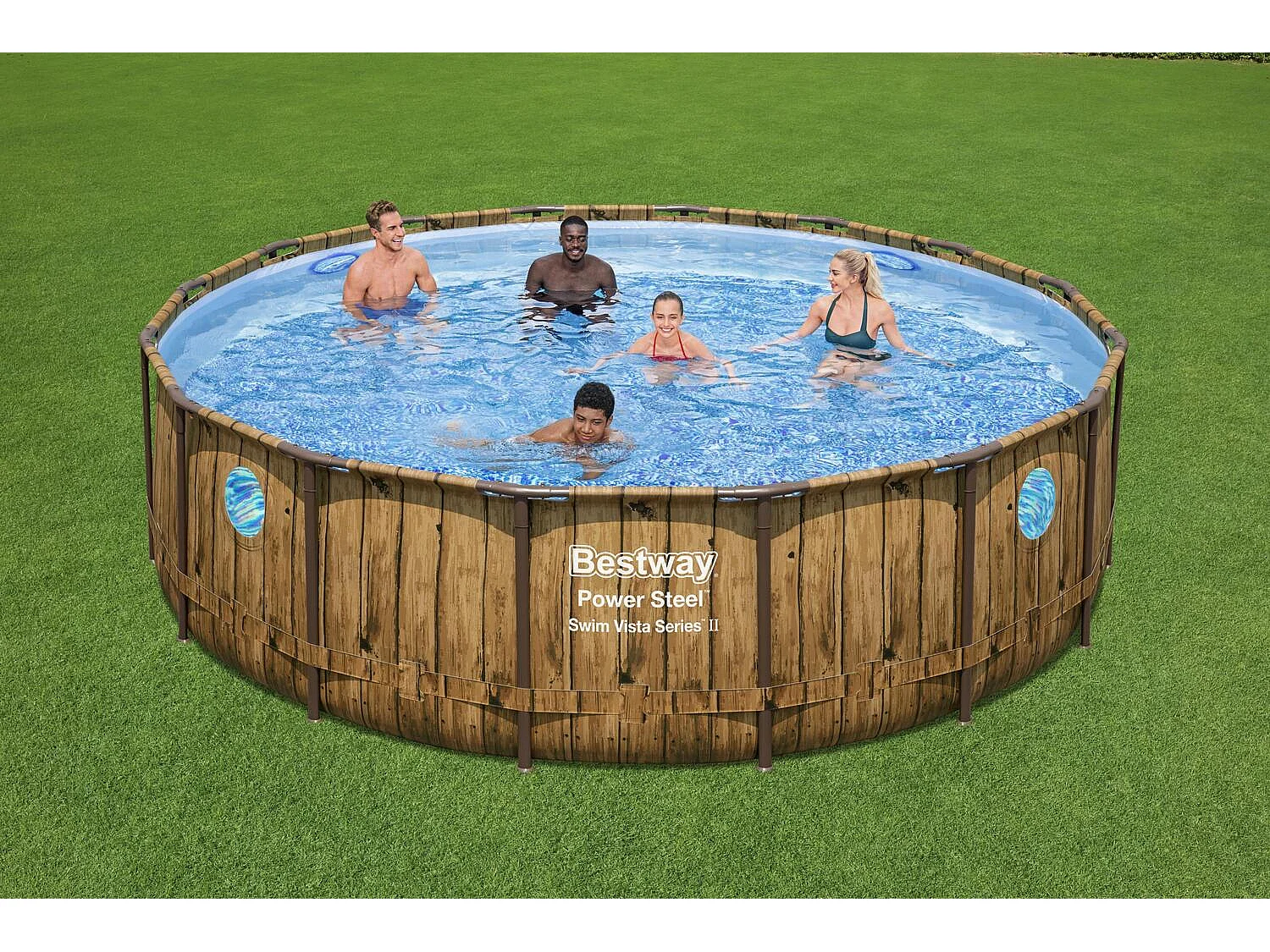 Piscine hors sol effet bois brun 4,88 x 1,22 m HILO