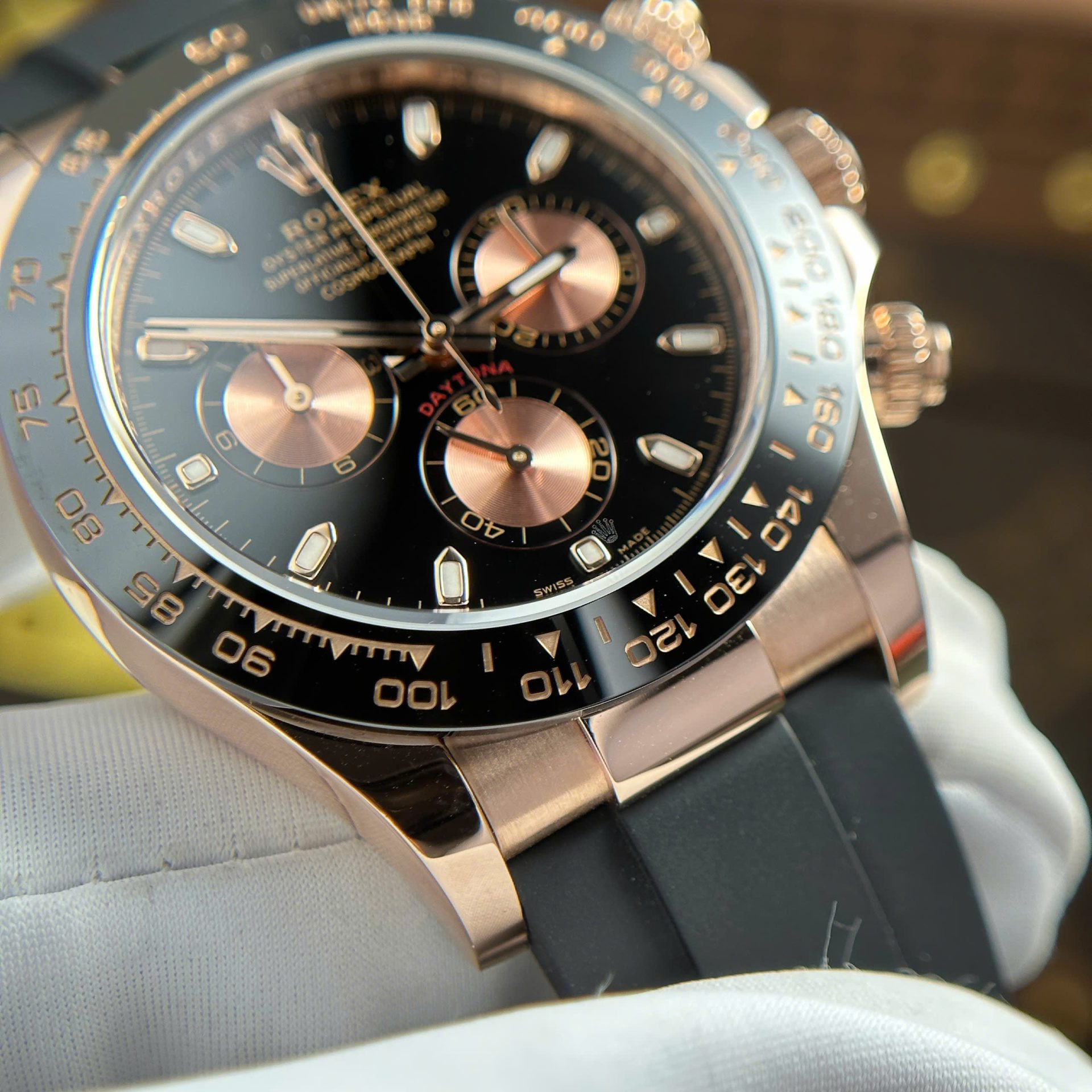 Rolex Cosmograph Daytona 116515LN Black Dial Replica 11 Watch Gold Wrapped 40mm - Elite Watch Atelier
