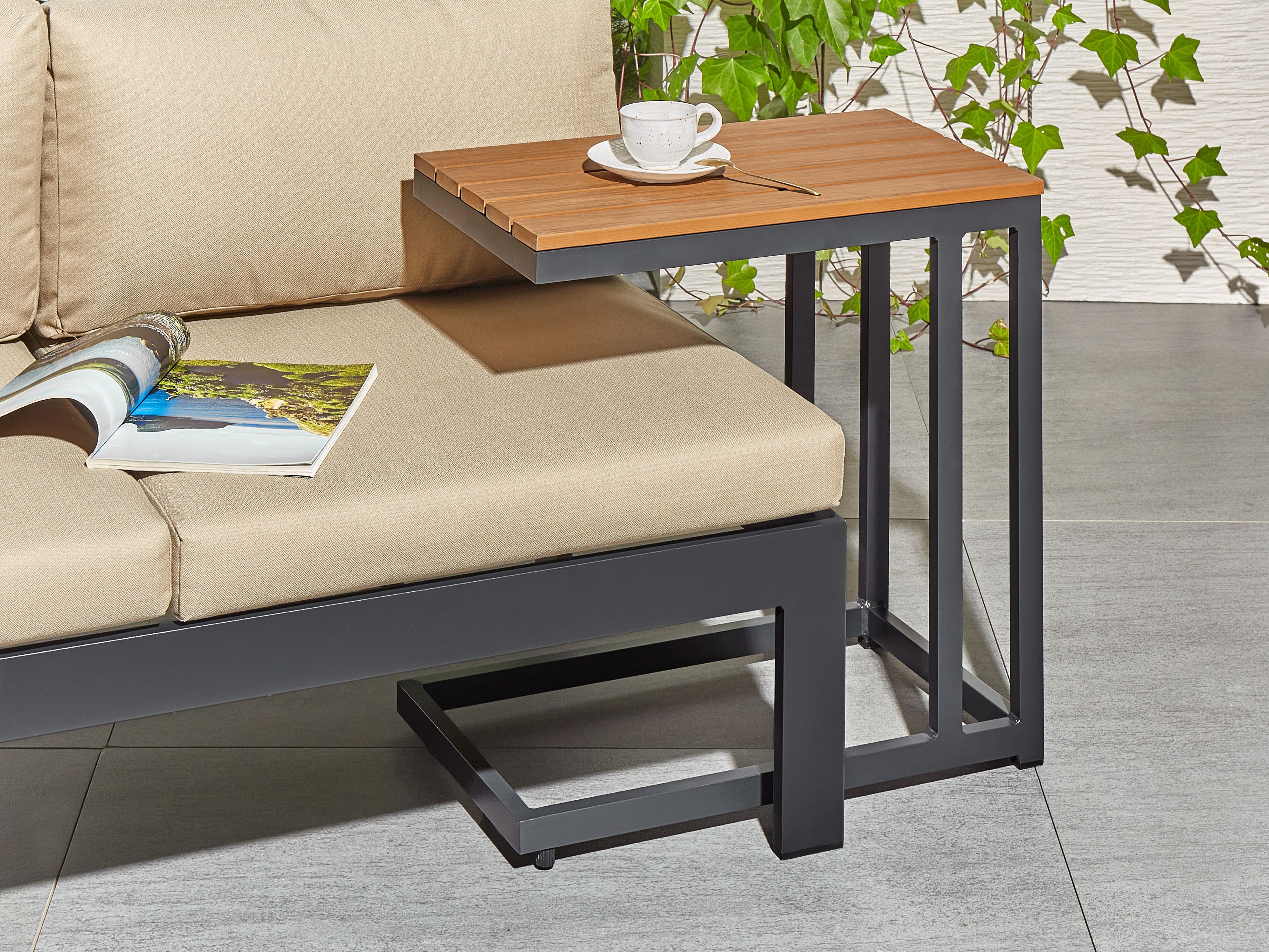 Garden Side Table MESSINA 60 cm 35 cm Black